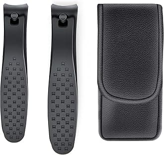 2PCS Professional Nail Clippers Set, Ultra Sharp Sturdy Fingernail and Toenail Clipper, Large & Small Nail Cutter for Thick Nails with leather case, Best Travel and Gift Nail Clipper for Men and Women