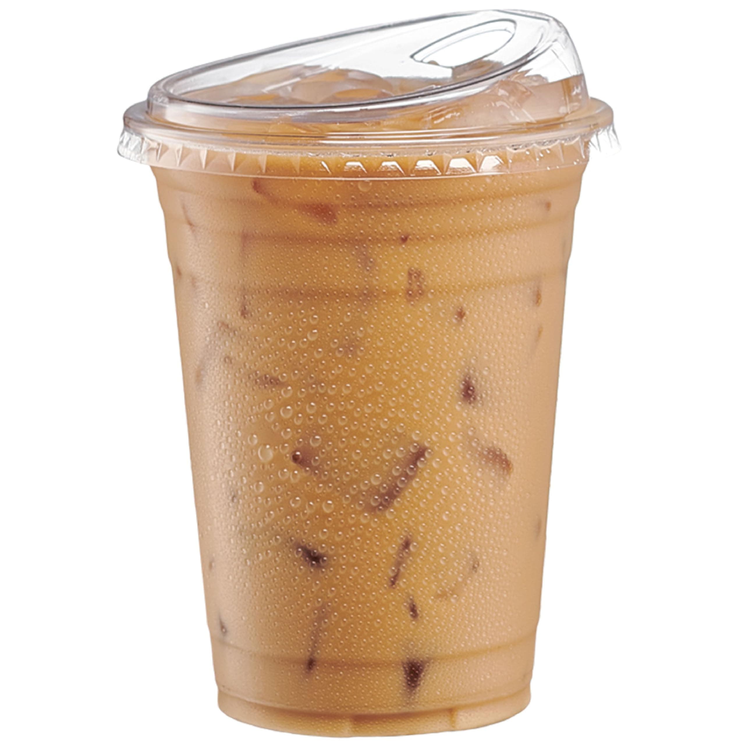GUSTO Clear Plastic Cups with Lids [16 oz - 50 Count] - Disposable Iced Coffee Drink Cups with Strawless Sip Lids for Smoothies, Juices, and More - Formerly Comfy Package
