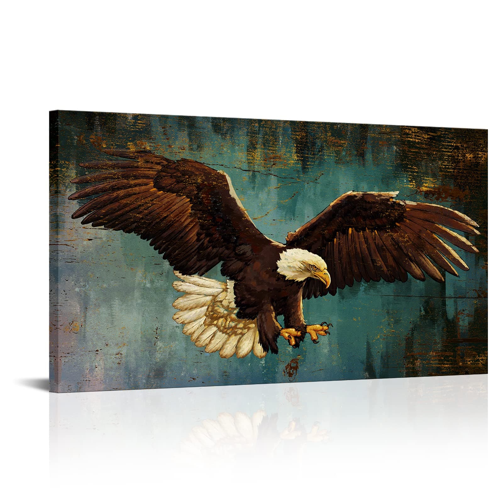 Nachic Wall Eagle Canvas Wall Art Modern Cool American Eagle Painting Prints for Men Boys Room Cowboy Western Decor Gallery Wrap Ready to Hang 20"X36"