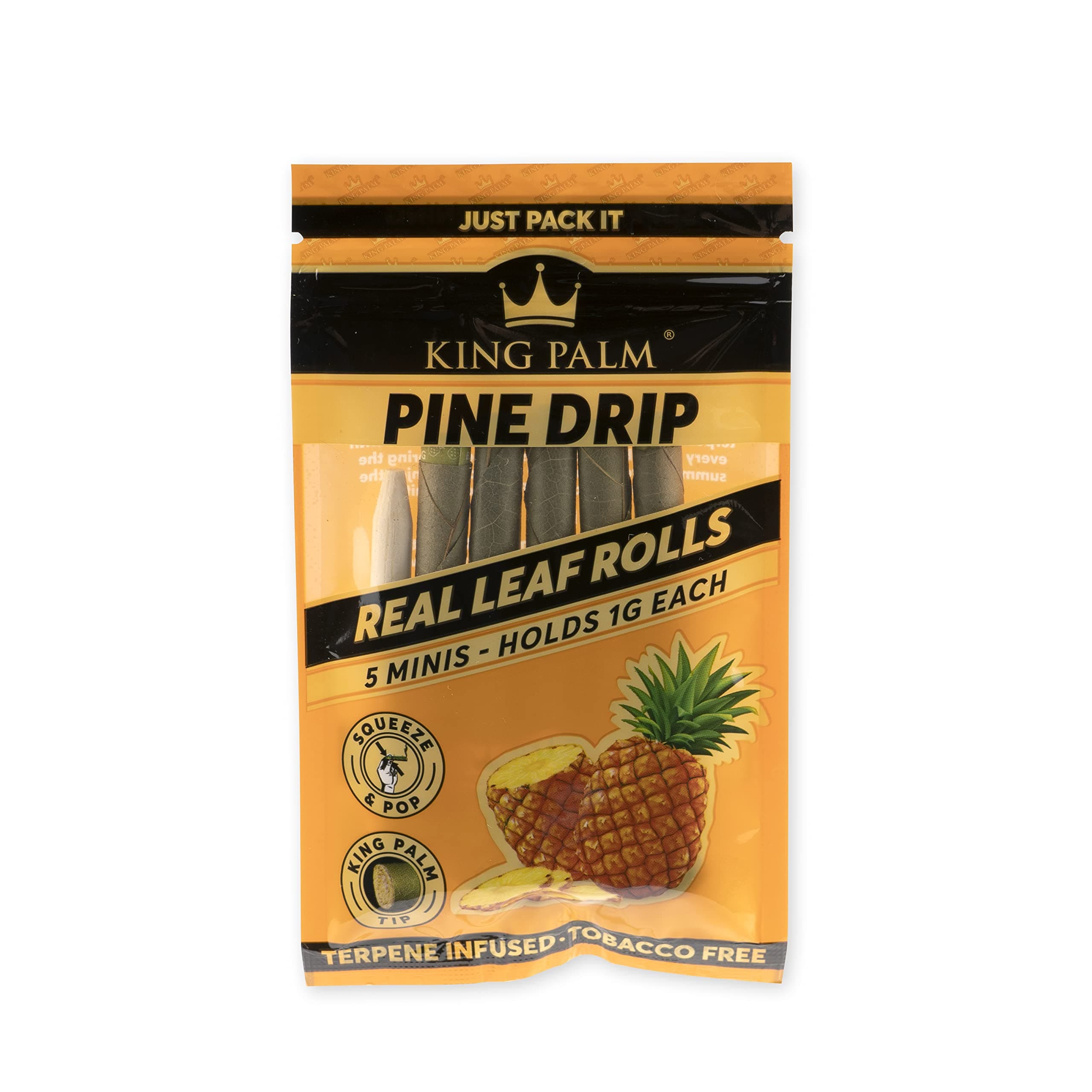Mini Size Cones - (Squeeze & Pop Pre Rolls) - Natural Pre Rolls Palm Leafs - Organic Rolls - Flavored Pre Rolled Cones - Flavored Cones - (Pine Drip, 1 Pack (5 Rolls))