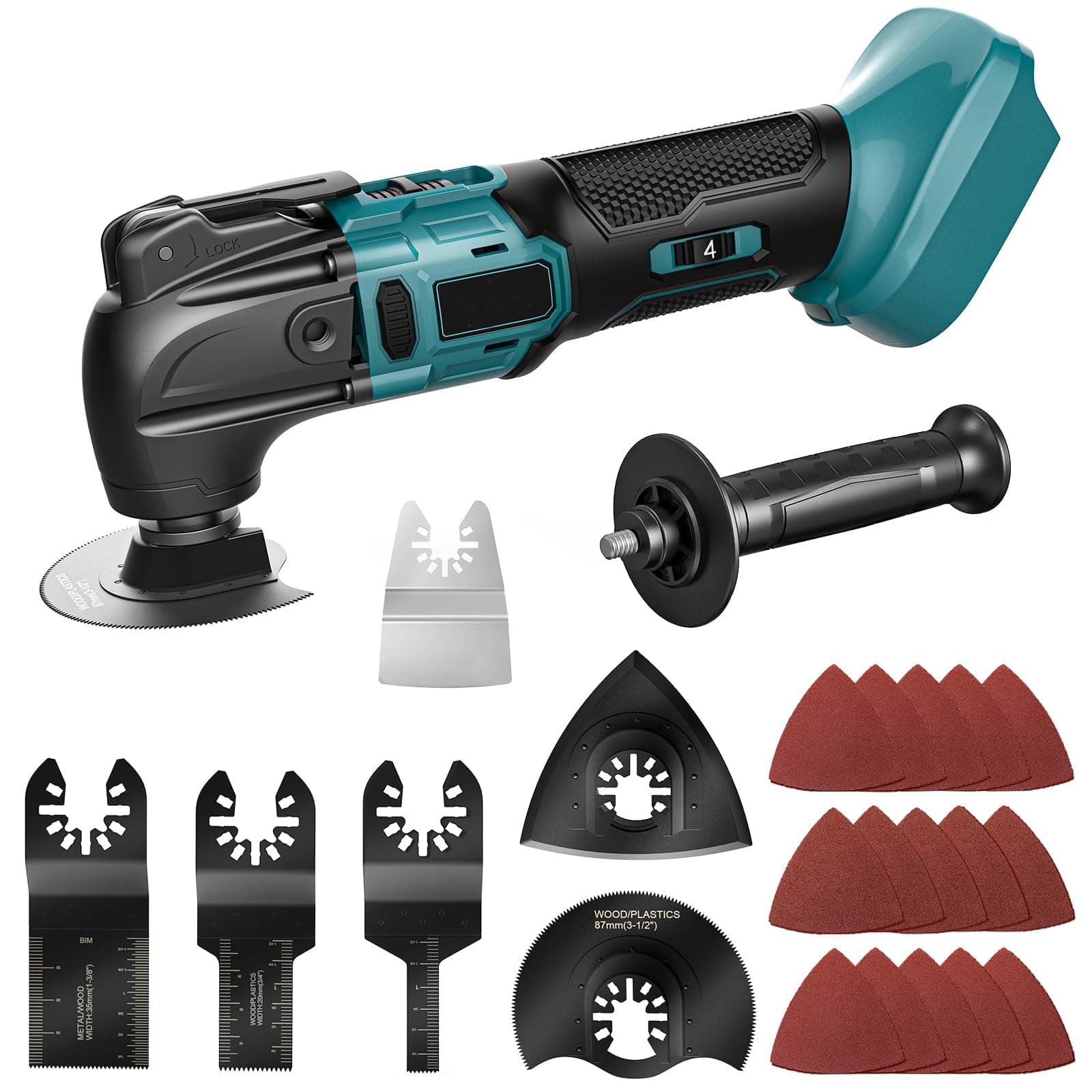 Oscillating Multifunction Tool Compatible with Makita 18V Battery, Cordless Multifunction Tools with Brushless Motor, 6 Variable Speeds for Scraping Cutting Polishing (Without Battery)