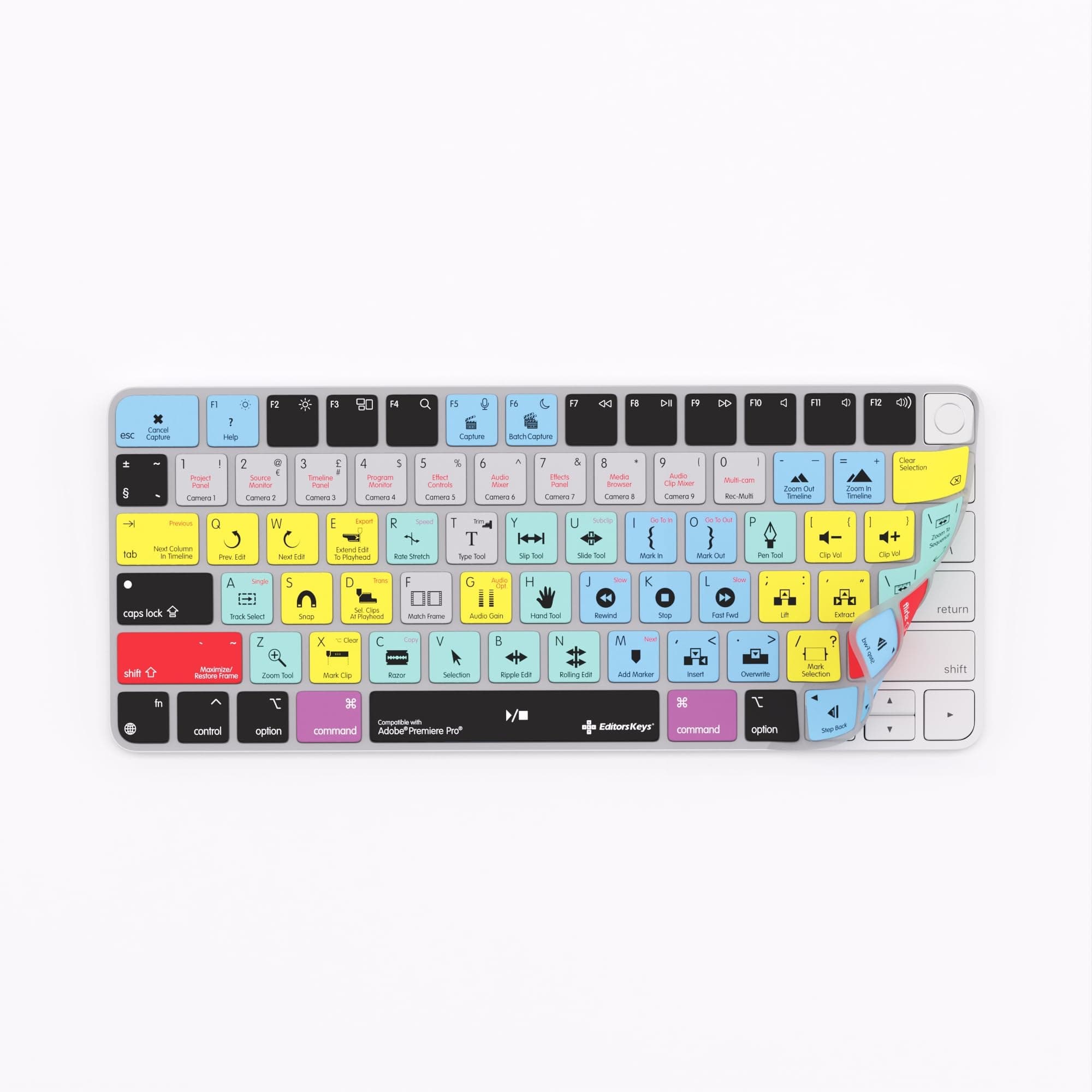 Editors KeysKeyboard Cover Compatible with Adobe Premiere Pro - Compatible with Apple Magic Keyboard (Non-Numeric) with/Without TouchID - Enhance Your Video Editing
