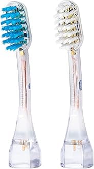 emmi®-dent 2X M2 Toothbrush Heads (1x Blue + 1x White) I Standard Replacement Brushes with a Balanced Hardness and Straight Bristles I for All emmi®-dent Platinum Ultrasonic Toothbrushes