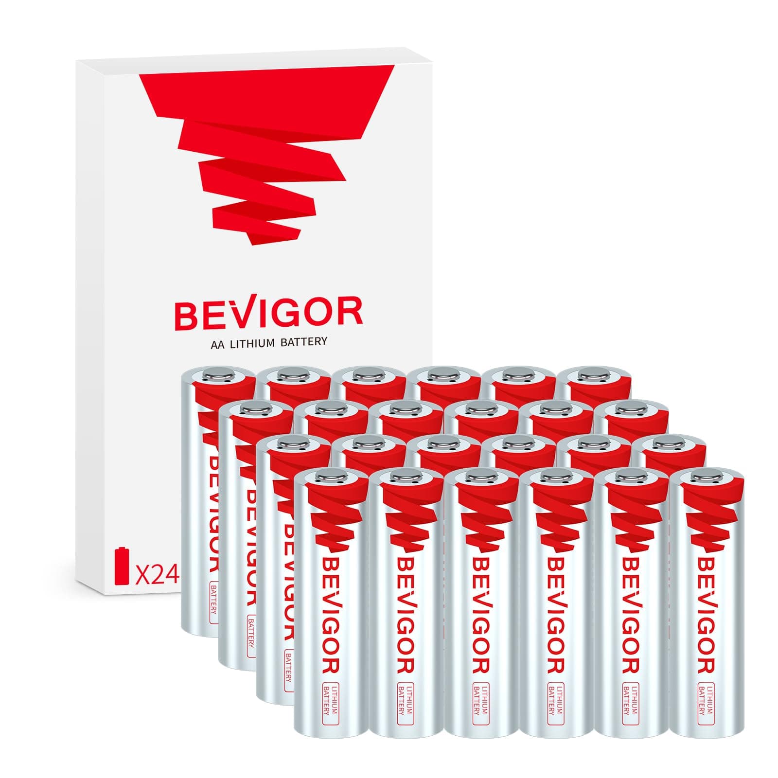 BEVIGOR Lithium AA Batteries 24 Pack, Long Lasting 1.5V AA Battery, 20-Year Shelf Life Lithium Batteries for Blink Camera, Flashlight, Microphone, Alarm System【Non-Rechargeable】