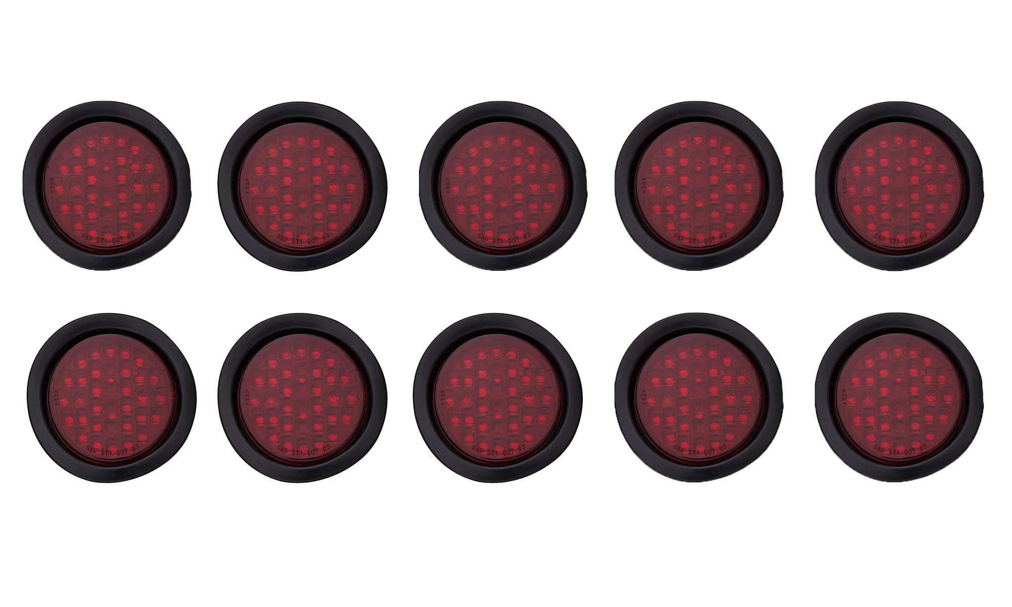 10 LONG HAUL 4" ROUND RED 32 LED STOP/TAIL/TURN LIGHTS W/GROMMETS FOR BOX TRUCKS & SEMI TRAILERS EL-104232R