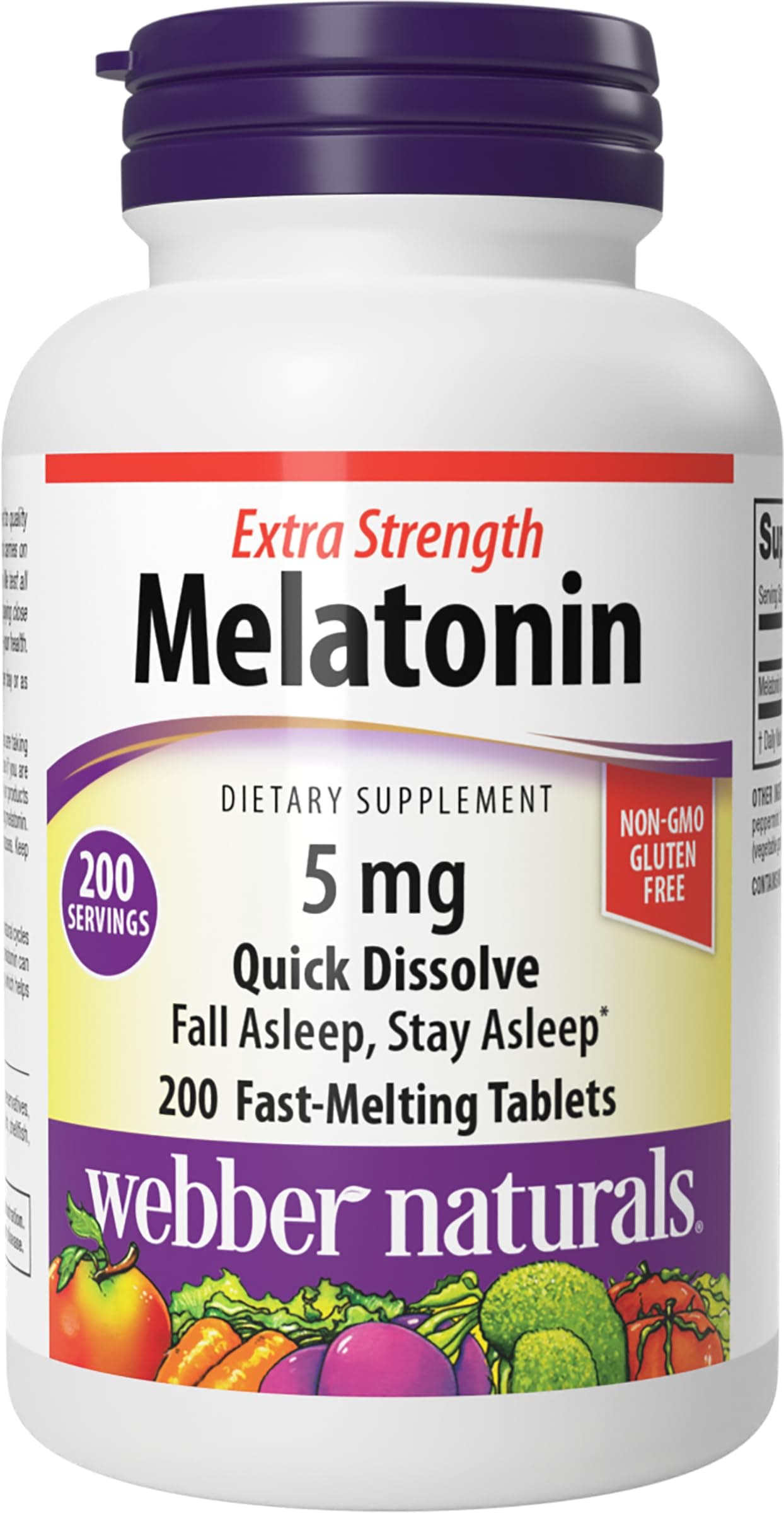 Extra Strength Melatonin 5mg, Fast-Melting Tablets, 200 Day Supply, 100% Drug Free Sleep Supplements for Adults, Peppermint Flavored, Gluten Free, Non-GMO, Vegetarian Formula