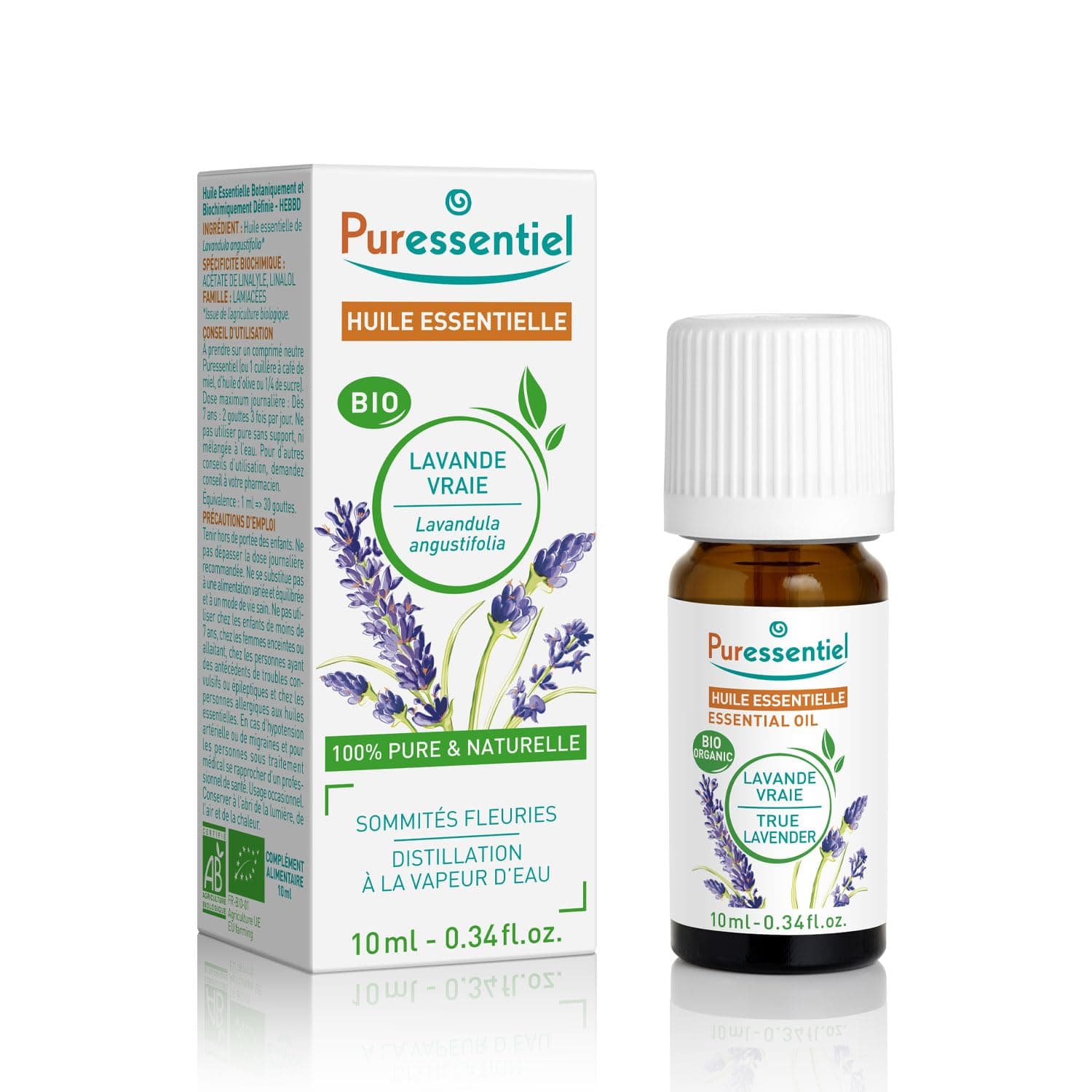 Puressentiel Essential Oils for Diffusion | Infused with True Lavender Blend| Enriched with Essential Oils | For Inhalation, Massage, Bath | Herbal plant scented oil | Undiluted | 30ml