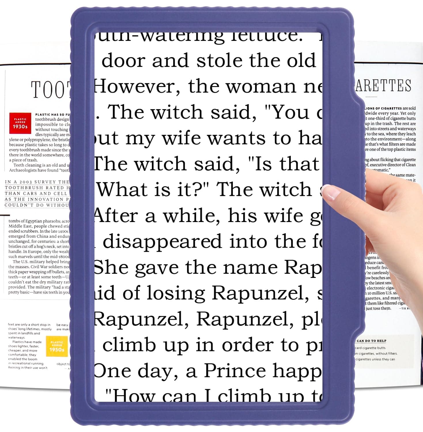 5X Large Page Magnifying Glass for Reading, Blue