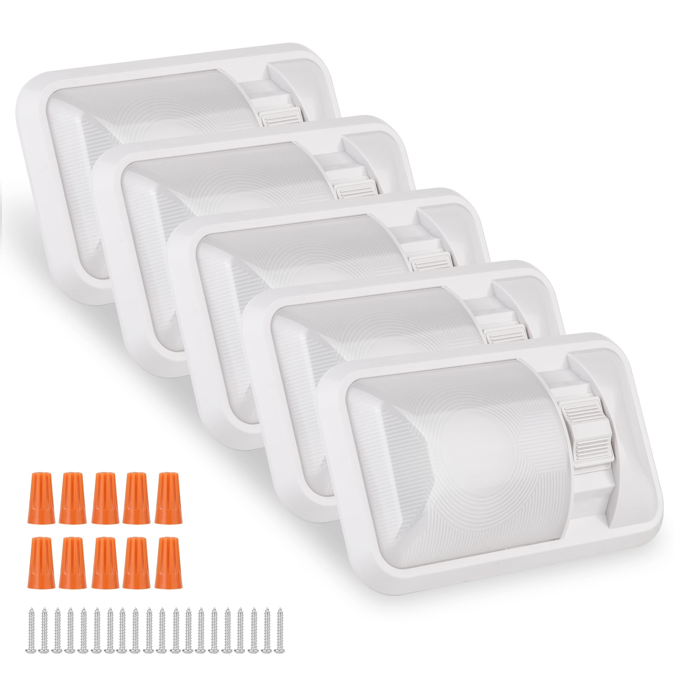 12V Led RV Ceiling Dome Light Frosted RV Interior Lighting 500LM 4W Natural White Single Dome Light Fixture for RV Trailer Camper Truck Van Boat (4000-4500K)