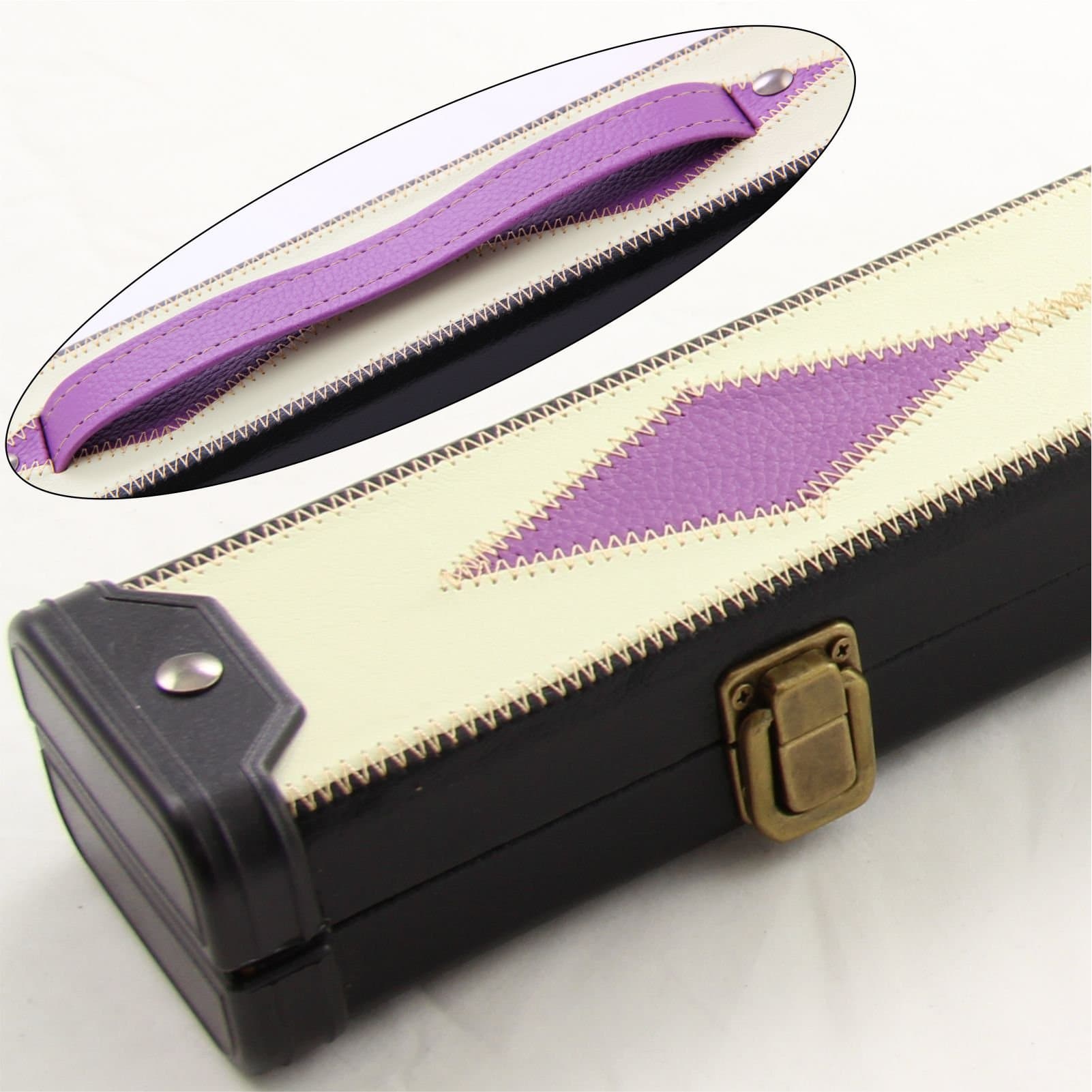J8B Luxury PURPLE DIAMONDS 2pc Leather Patch Effect Snooker Pool Cue Case