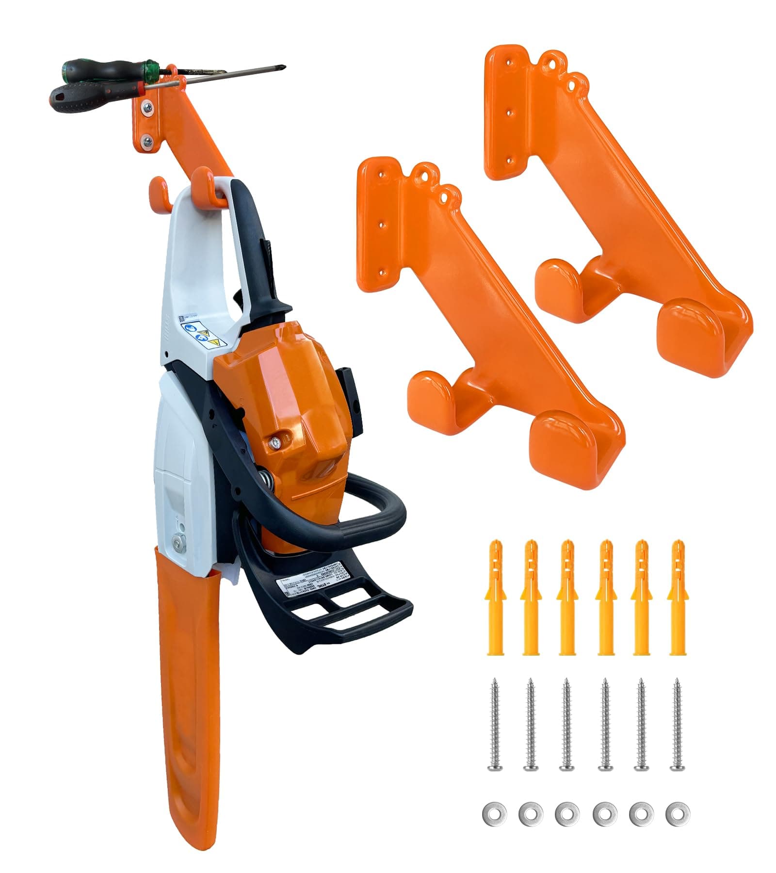 Chainsaw Hanger, 2 Pack Chainsaw Wall Mount, Heavy Duty Chainsaw Holder, Garage Organization Garage Storage Shed Organizer Mounted Chainsaw Rack