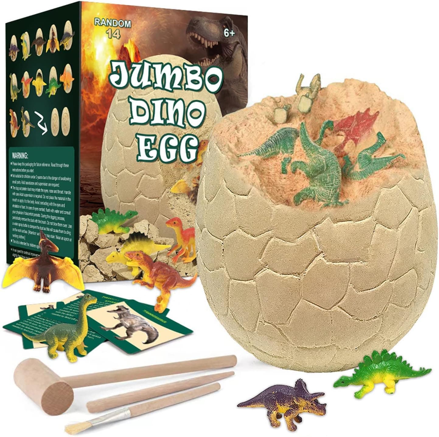 Jumbo Dino Egg Easter Activity - Unearth 14 Unique Large Surprise Dinosaurs in One Giant Filled Egg - Discover Dinosaur Archaeology Science STEM Crafts - Dinosaur Toys Easter Gifts