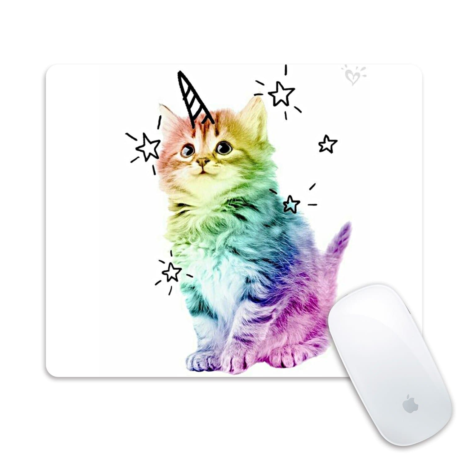 Unicorn Mousepad, Rectangle Mousepad Custom Design Gaming Mouse Pad Rubber Oblong Mouse Mat - Unicorn Cat