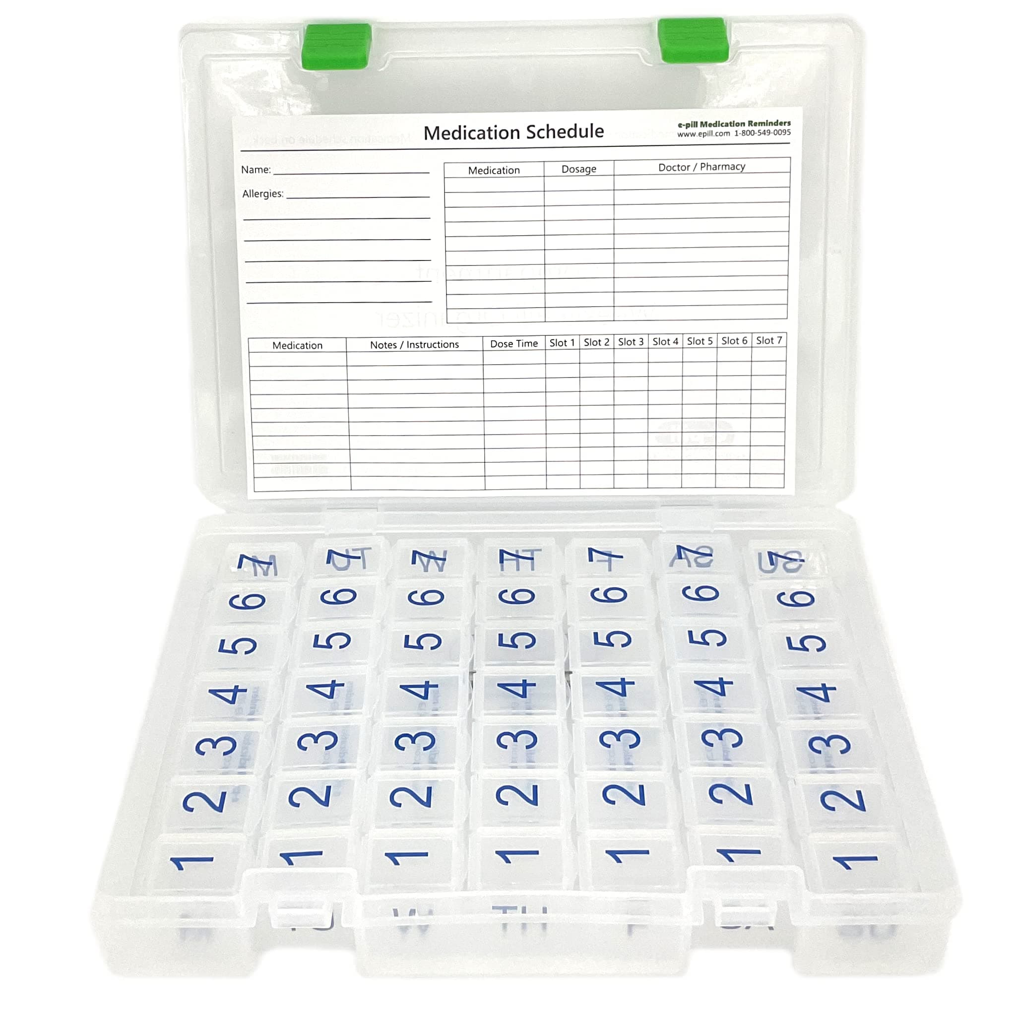 e-Pill 7 Times a Day x 7 Day Clear Weekly Pill Organizer, Vitamin, and Medicine Pillbox with Clear Case