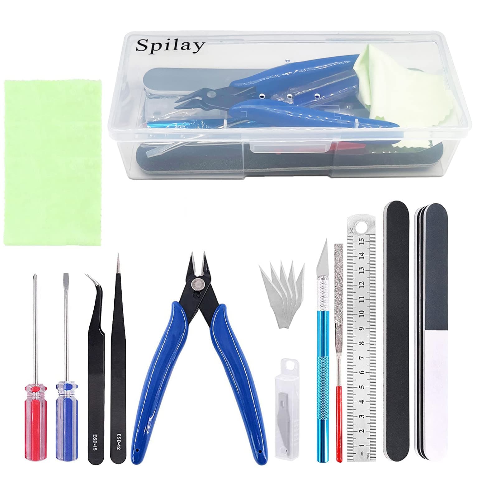 Spilay 16 Pcs Model Making Tools Kit, Hobby Building Model DIY Tool Basic Miniature Handmade Craft Tools Set for Dollhouse Miniature Building