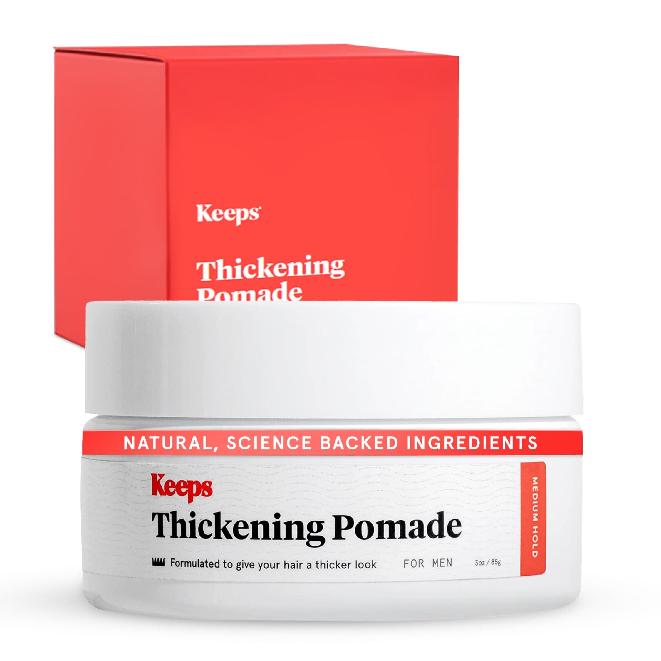 Keeps Thickening Pomade for Men - Matte Finish Medium Hold Styling Pomade - Biotin Hair Styling for Fuller Thicker Looking Hair - Ethanol & Propylene Glycol Free - Travel Size - 3 Oz