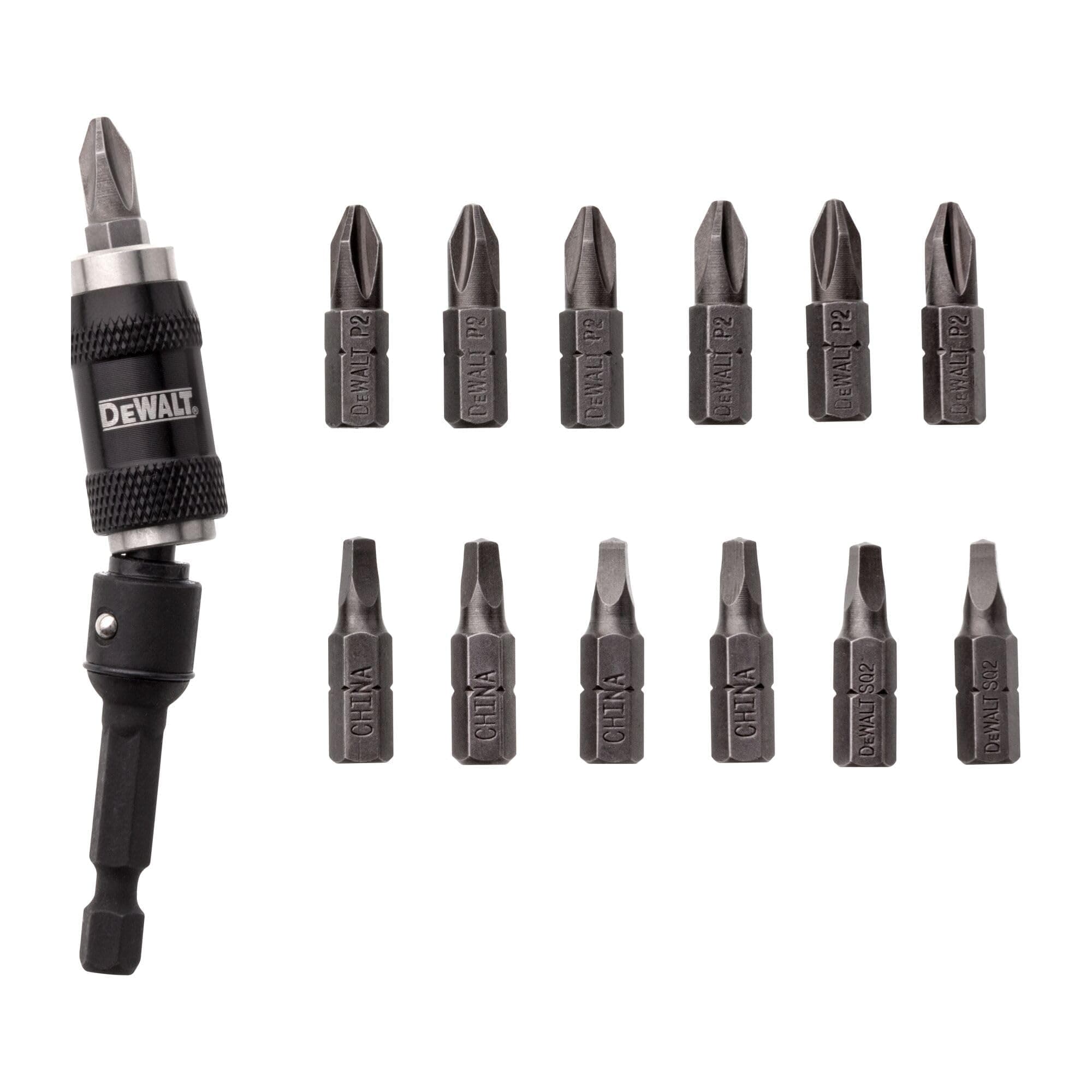 Pivot Bit Holder Set with Screwdriving Bits and Magnetic Bit Holder, 14 Piece (DWPVTC14)