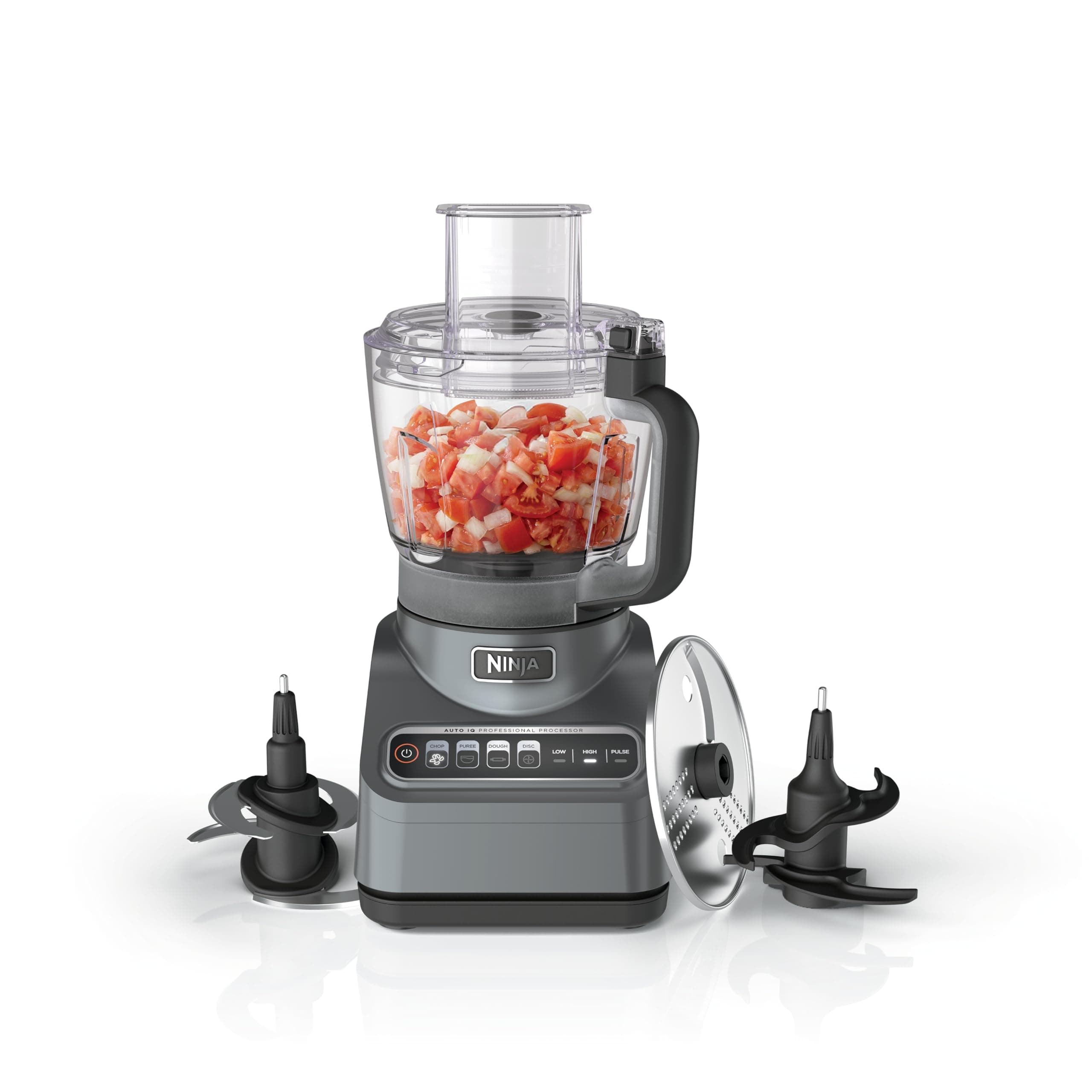 Ninja Food Processor, Professional Plus, 1000 Peak Watts, 4 Functions for Chopping, Slicing, Purees & Dough with 9-Cup Processor Bowl, 3 Blades, Food Chute & Pusher, Silver, BN601