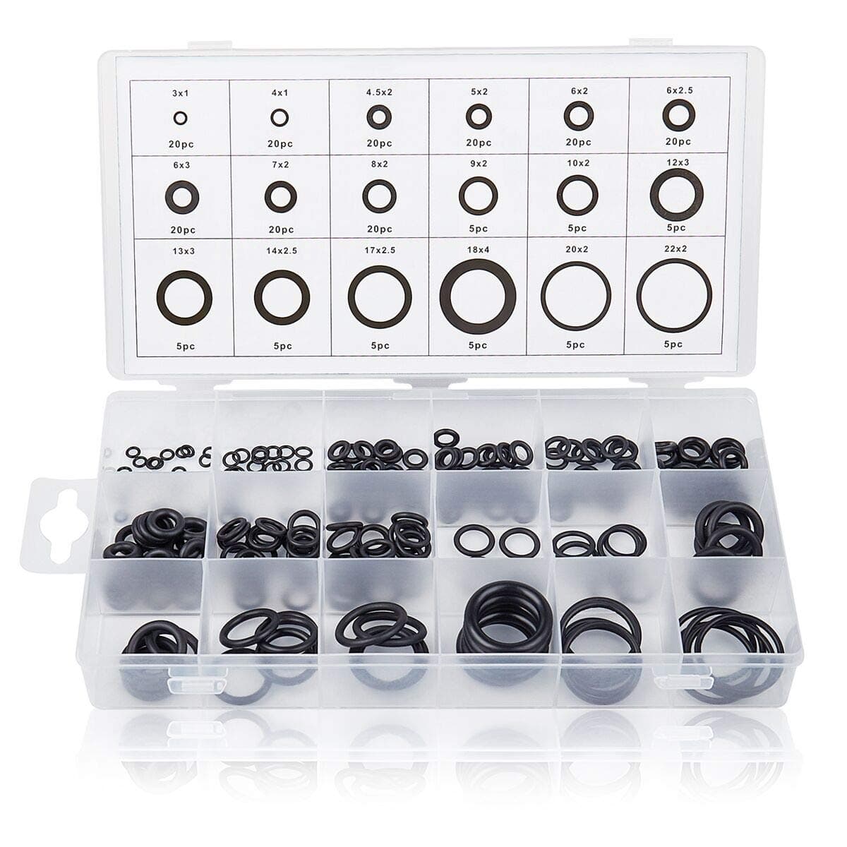 SAMZONE 225 Pcs O-Ring 18 Sizes Rubber Sealing Gasket Rings Washer Seal Assortment Set for Motorbike Engine Tap