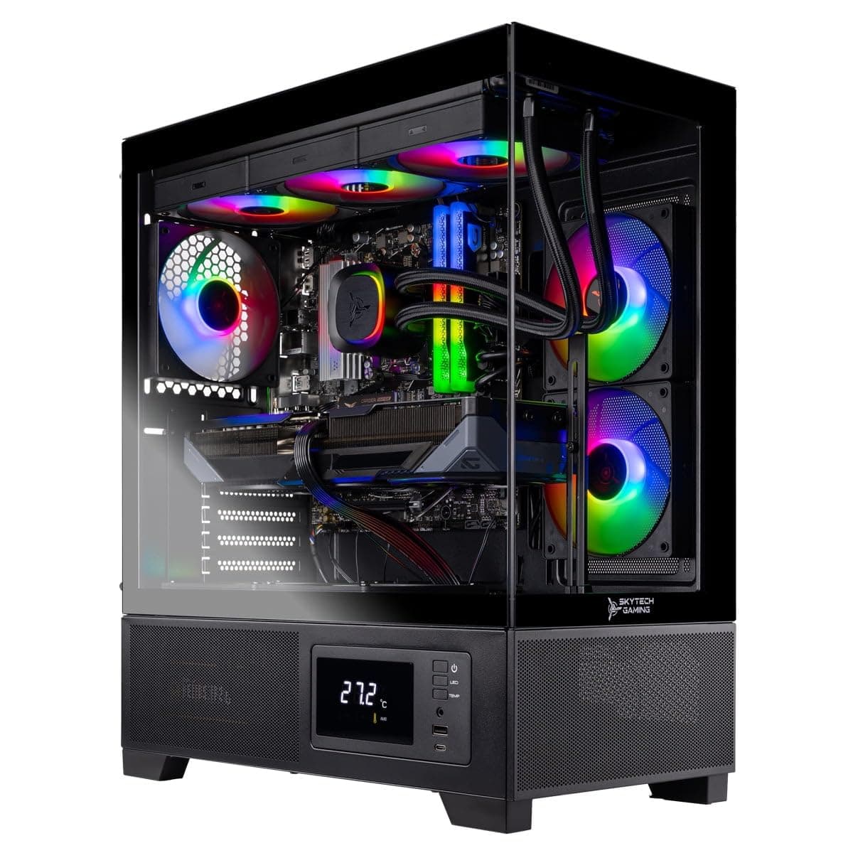 Skytech Gaming Azure 3 Plus Gaming PC, Intel i5 14400F 2.5GHz, NVIDIA RTX 5070 12GB, 1TB Gen4 NVMe SSD, 16GB DDR5 RAM 6000, 850W Gold ATX 3 PSU, 360 ARGB AIO, Wi-Fi, Win 11, Desktop