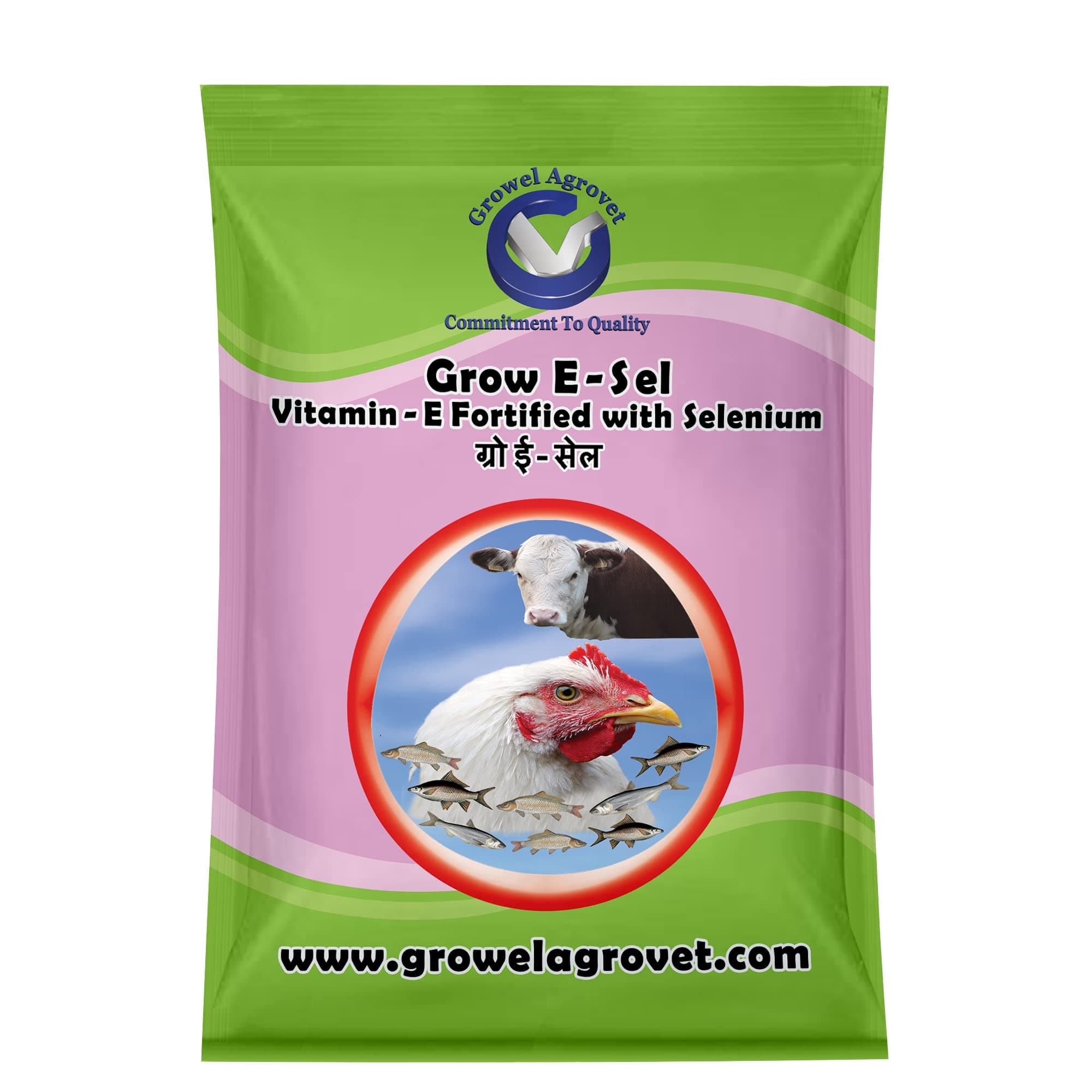 Agrovet Grow E-Sel : Vitamin E, Selenium,Vitamin C, And Biotin, For Poultry, Cattle, Horses, Pigs, Goats, Sheep, Pigeons, And Birds 200 Gm.