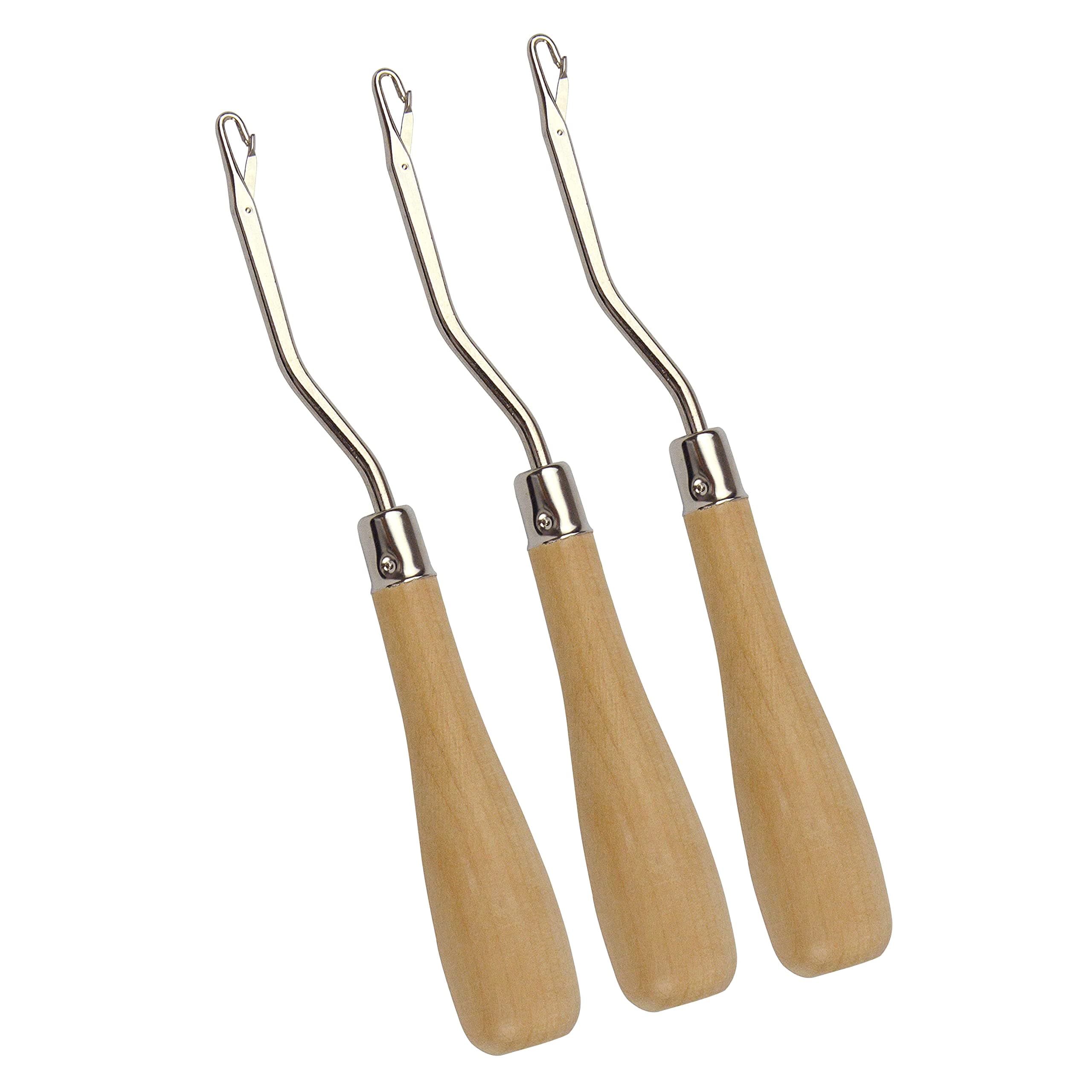 3 Pcs 6.5 Inch Wooden Bent Latch Hook Tools Knitting Rug Hook for Rug Making and Art Crafts