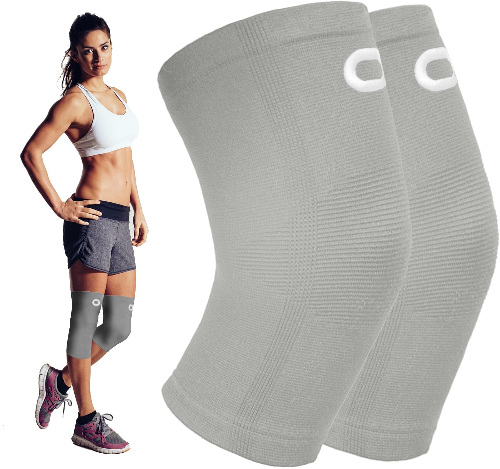 Knee Brace Compression Sleeve (1 Pair) - Best Knee Support Braces for Meniscus Tear, Arthritis, Joint Pain Relief, Injury Recovery, ACL, MCL, Running, Workout, Basketball, Sports, Men and Women