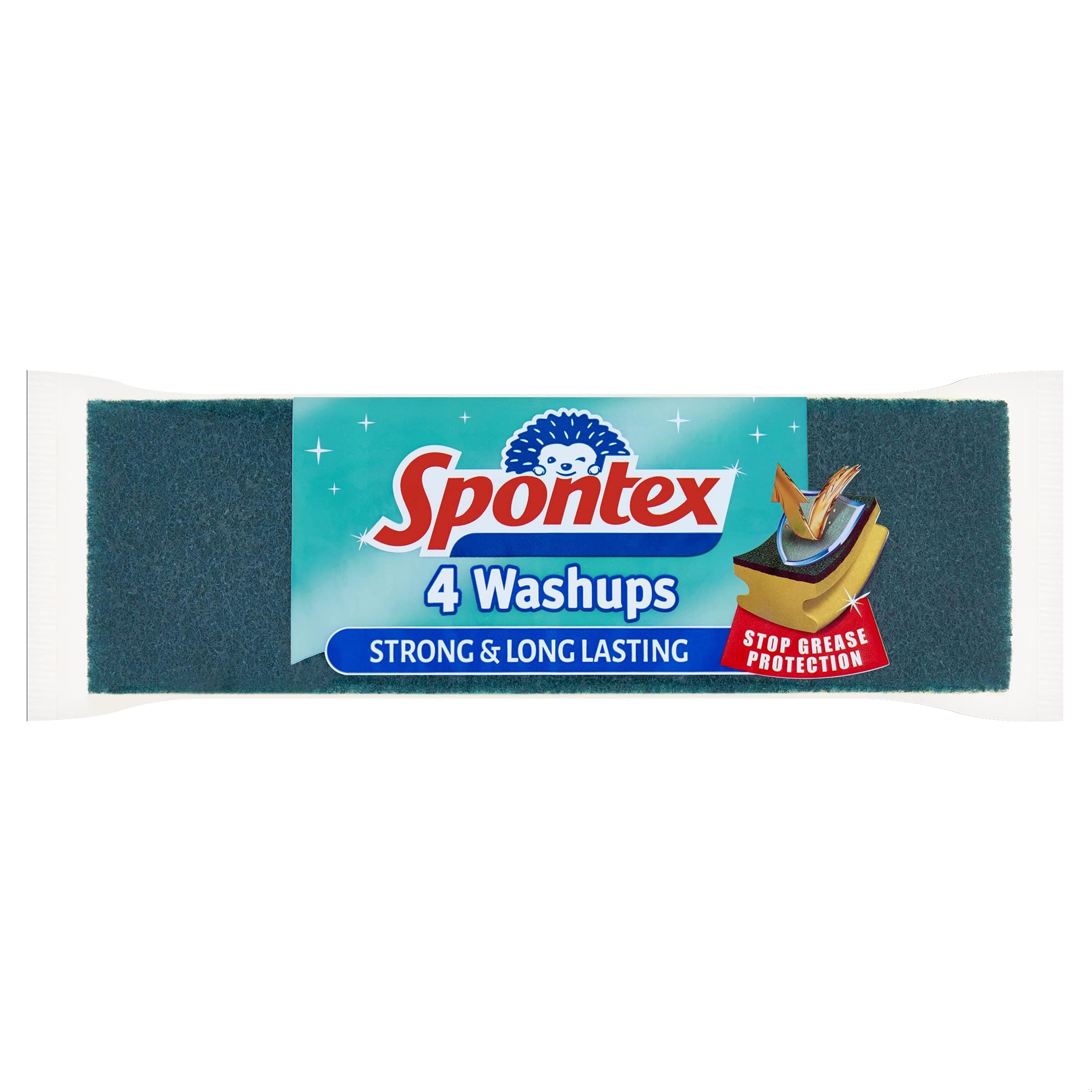 Spontex Washups General Purpose Sponge Scourers | 6.8 x 4 x 8.6cm | Pack of 4