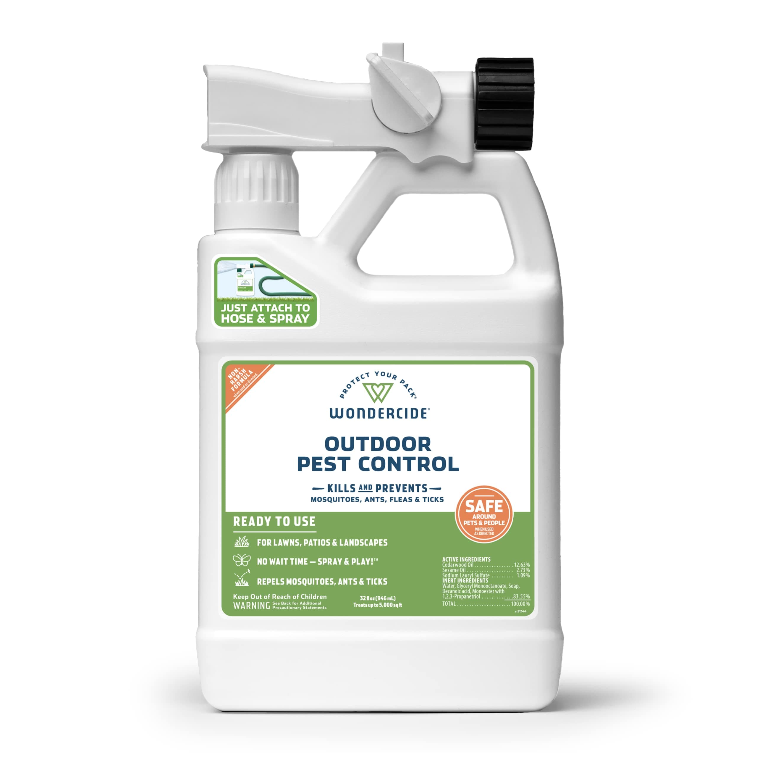 Wondercide - Outdoor Pest Control Spray with Natural Essential Oils - Mosquito, Ant, Insect Repellent, Treatment, Killer - Safe Around Pets Kids 32 oz