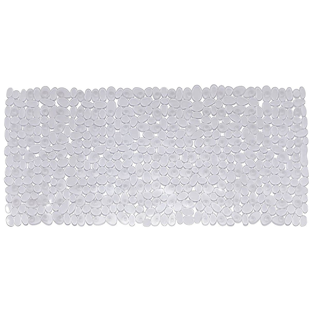 Bathsafe Extra Long Non Slip Pebbles Bath Mats Anti Bacterial Shower Mat Anti Slip Suction Cups Bathtub Mats,Machine Washable Tub Mats,88x40CM,Clear