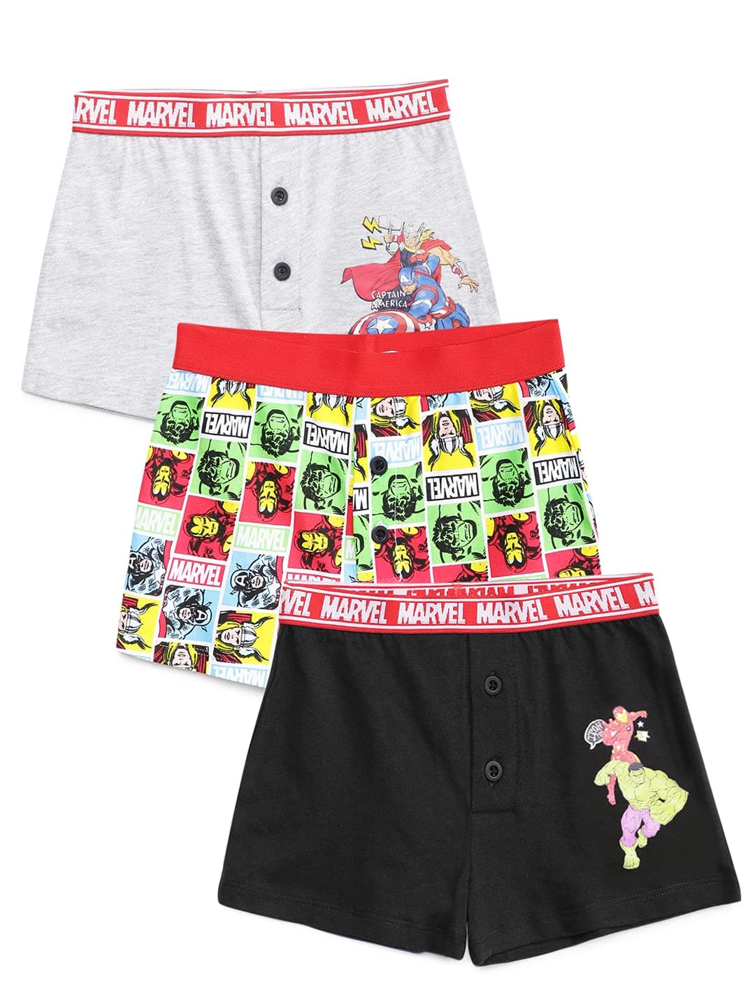 Marvel Comics Boys Multicolor Printed Boxer Shorts(Pack of 3)