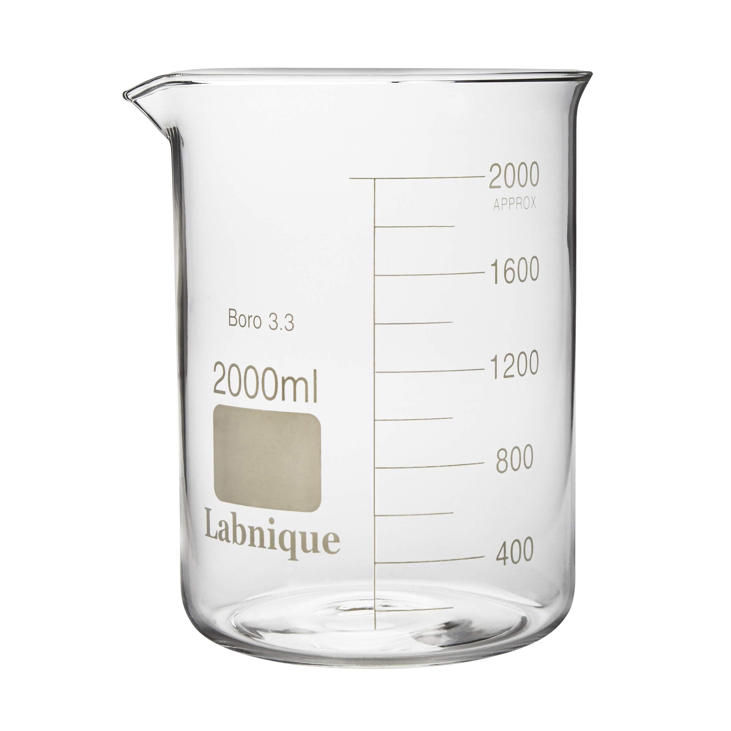 Labnique Glass Griffin Beaker, Low Form, 2000ml / 2L
