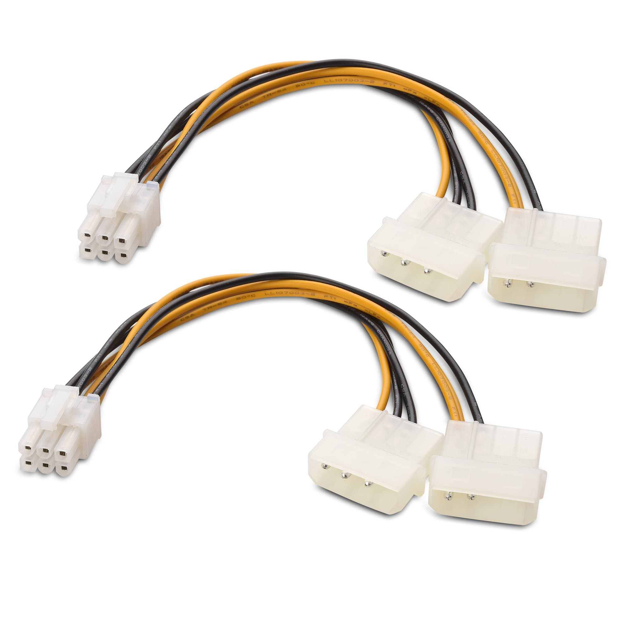 Cable Matters 2-Pack 6 Pin PCIe to Molex Power Cable / 2 Molex to 6 Pin PCIe – 15cm