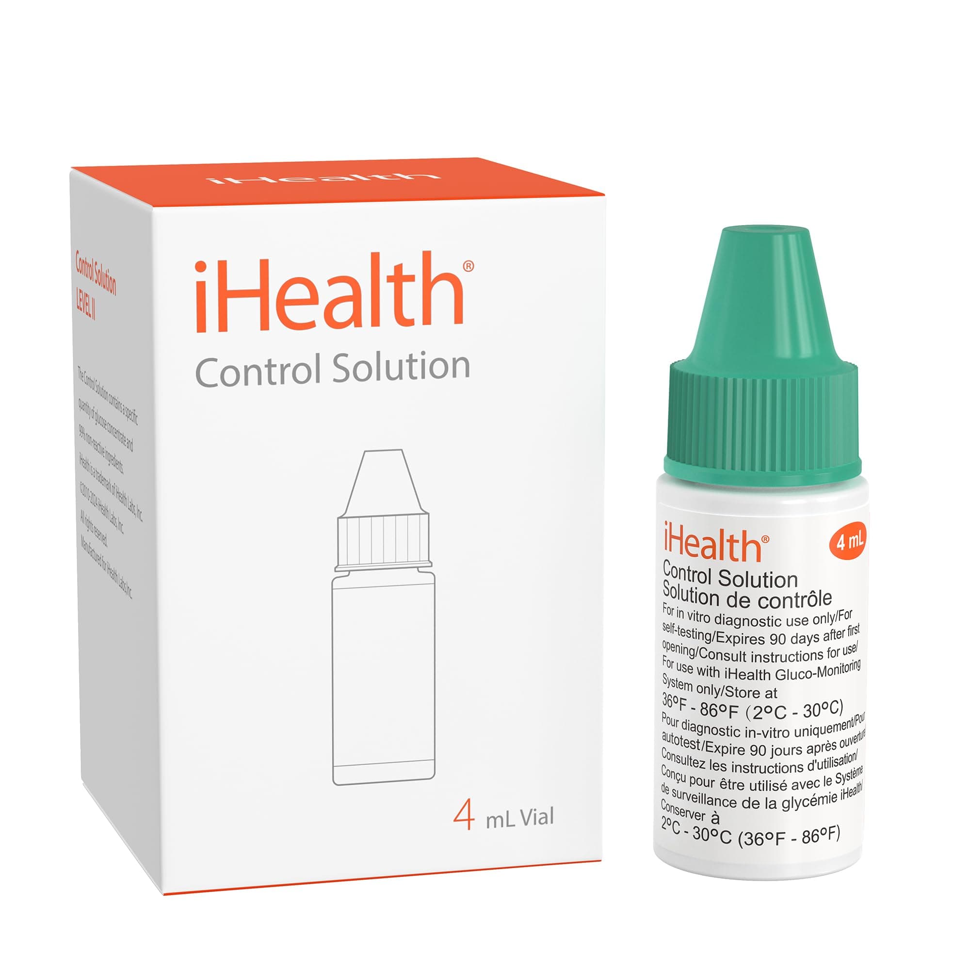 iHealth Control Solution for Blood Glucose Testing – Compatible with BG5S100 Gluco+ & Acacia Glucose Meters, 4mL Vial for Accurate Results