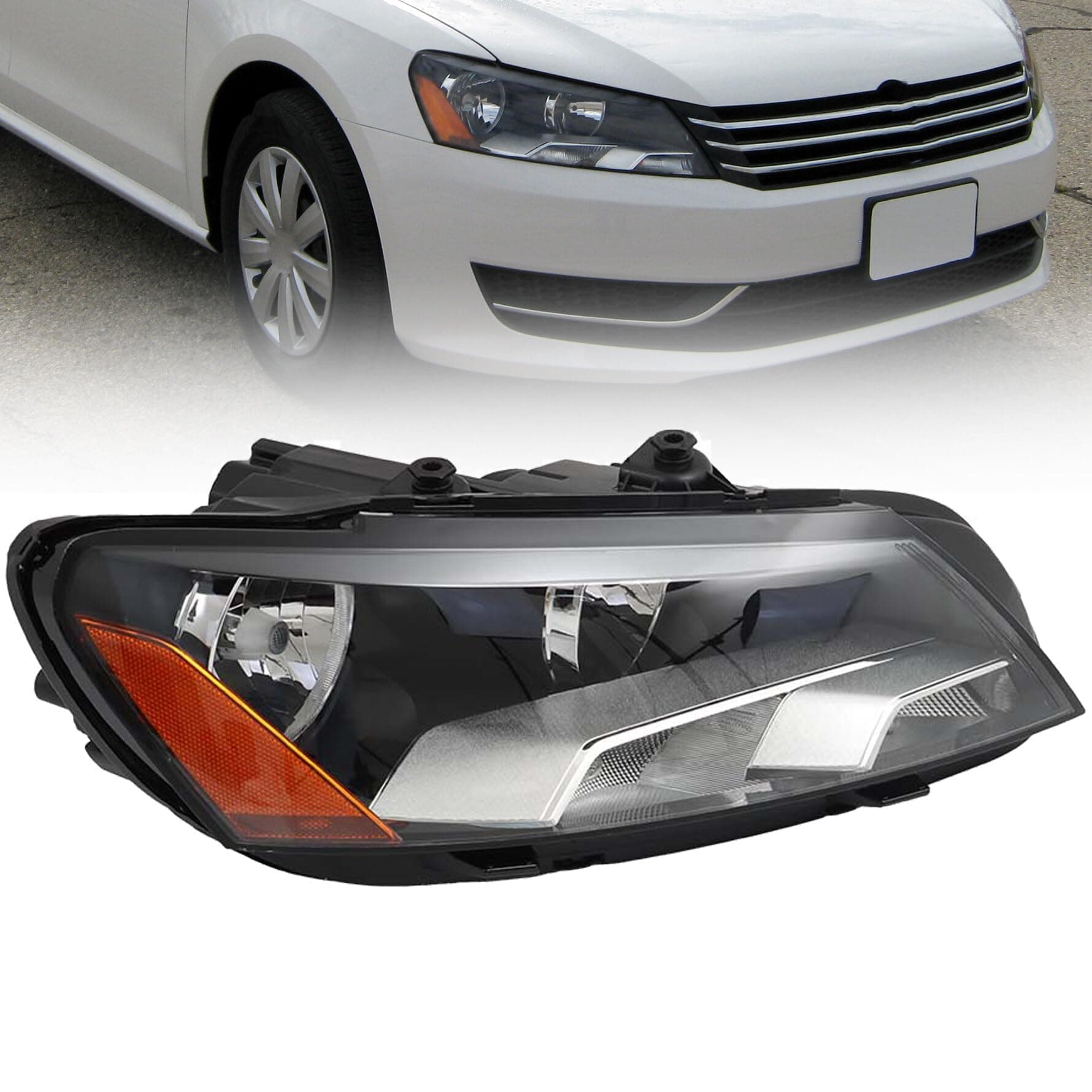 munirater Headlight Assembly Replacement for Pa-ssat 2012 2013 2014 2015 Right Headlamp Halogen Passenger Side 561941006D