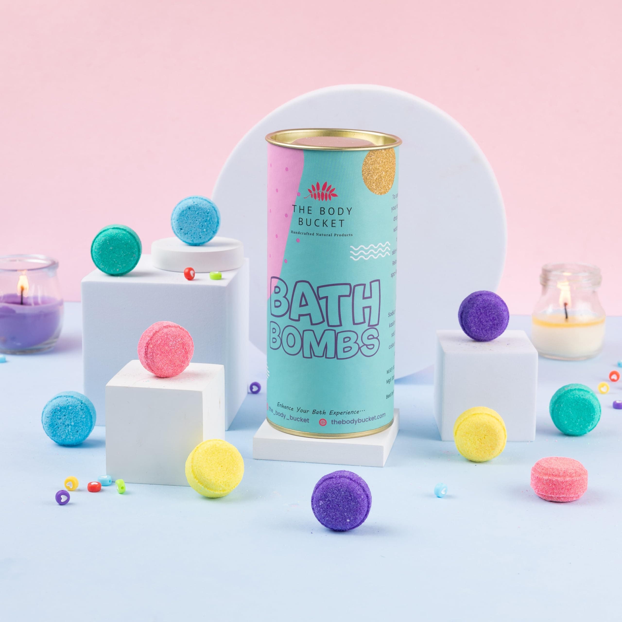 Mini Pastel Colour Bath Bomb - 10 Grams Each (Pack of 14) | Cherry Blossom Fragrance | For Spa & Pedicure | Perfect Bath Gift Set for Kids, Men & Women.