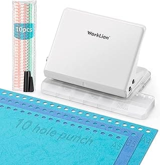 Binding Machine for Planner： WORKLION Metal 10 Hole Punch & Multi Color 30 Hole Loose Leaf Binder Rings(10 pcs) for Making 26 Holes on B5 Paper, 30 Holes on A4, 20 Holes on A5 Book.