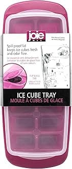 Joie Standard Ice Cube Tray, Covered and Stackable, No-Spill Removable Lid, Pop Open Door for Easy Refills, Keeps Ice Fresh, Freezer Durable, Dishwasher Safe, Colors May Vary