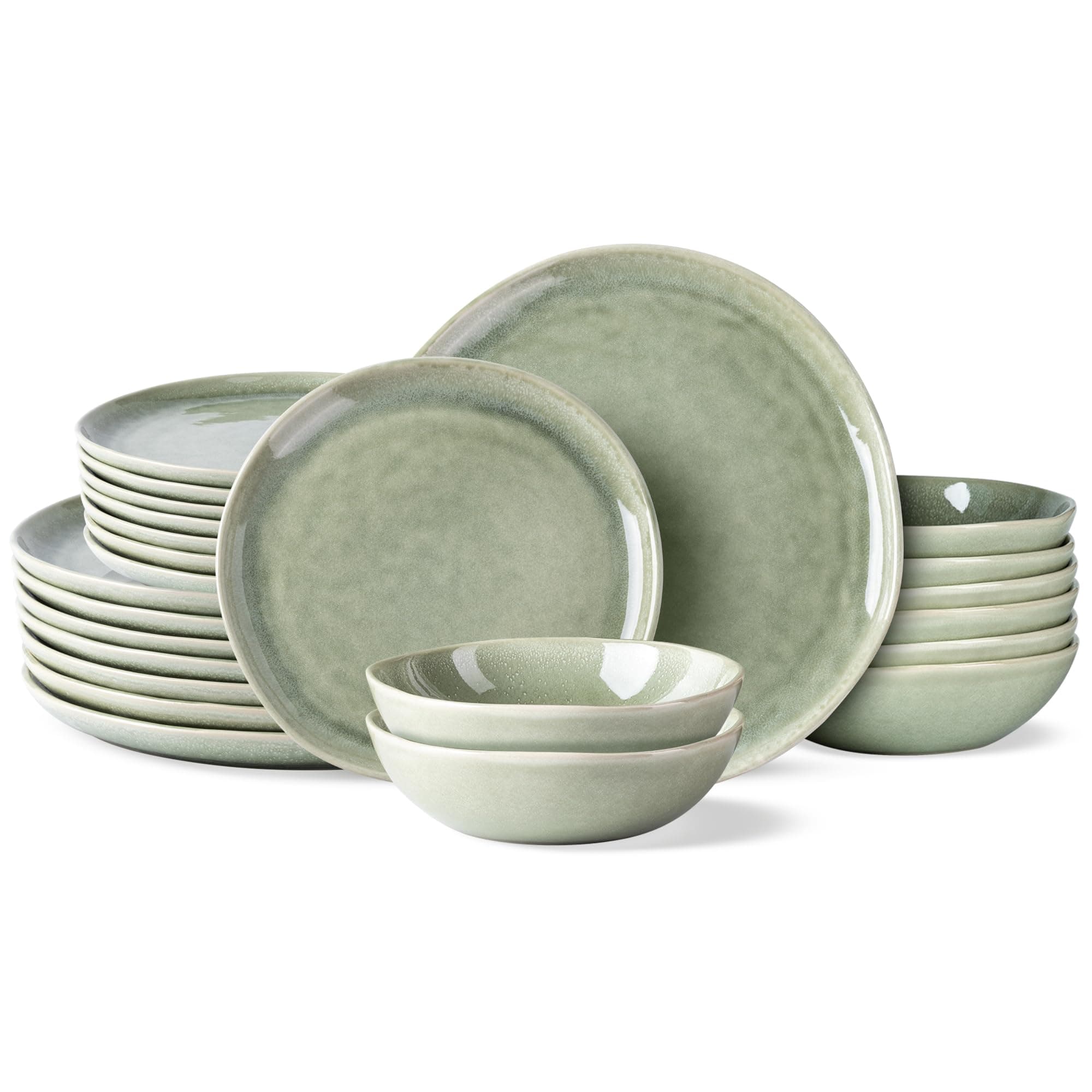 AmorArcCeramic Dinnerware Sets,Handmade Reactive Glaze Plates and Bowls Set,Highly Chip and Crack Resistant | Dishwasher & Microwave Safe Dishes Set,Service for 8 (24pc)
