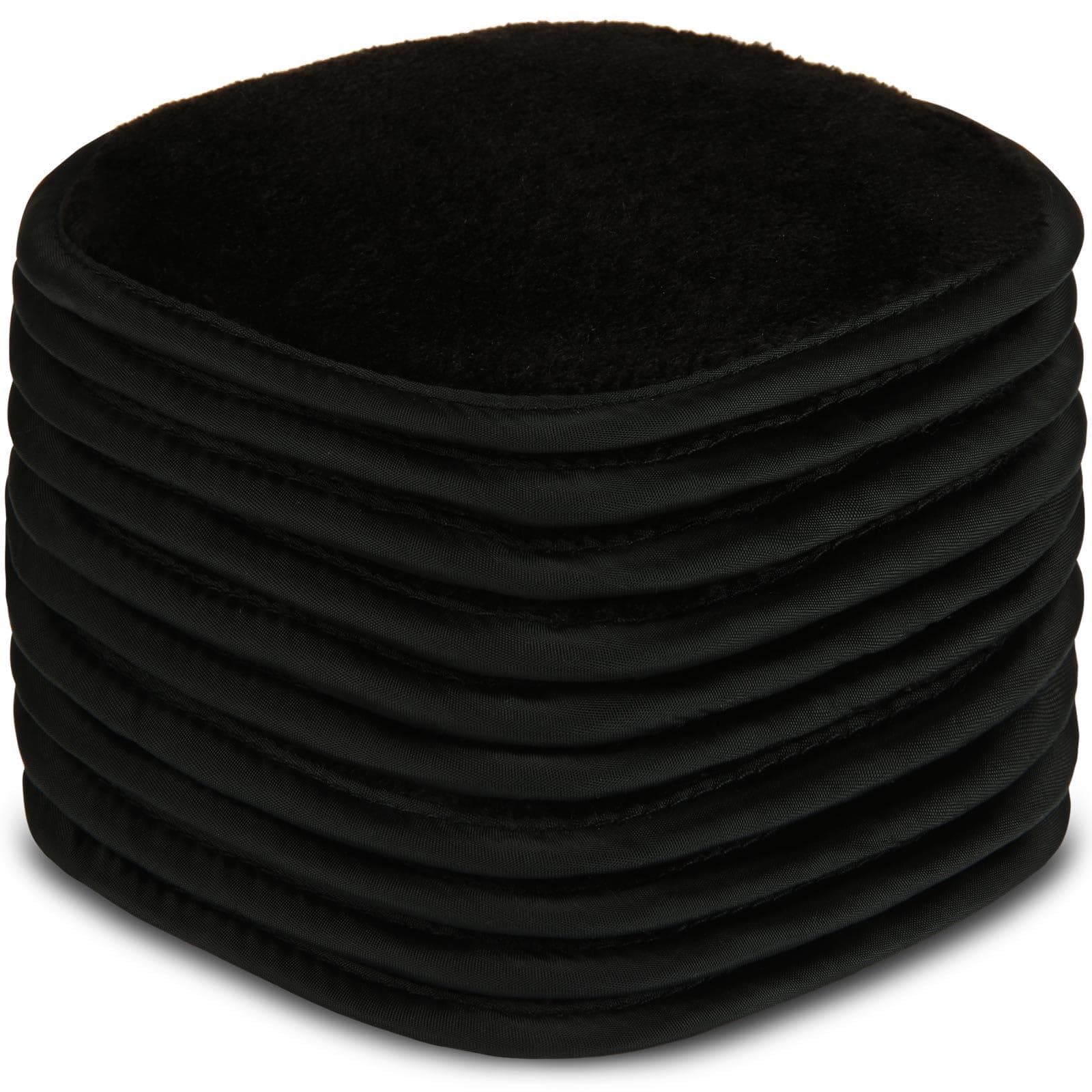 Extra Thick Makeup Remover Cloth (10 pack) Reusable Microfiber Makeup Remover Pads Cotton Rounds Face Pads Eye Makeup Remover Pads Gift Box Packaging for Women 5" X 5" - Black