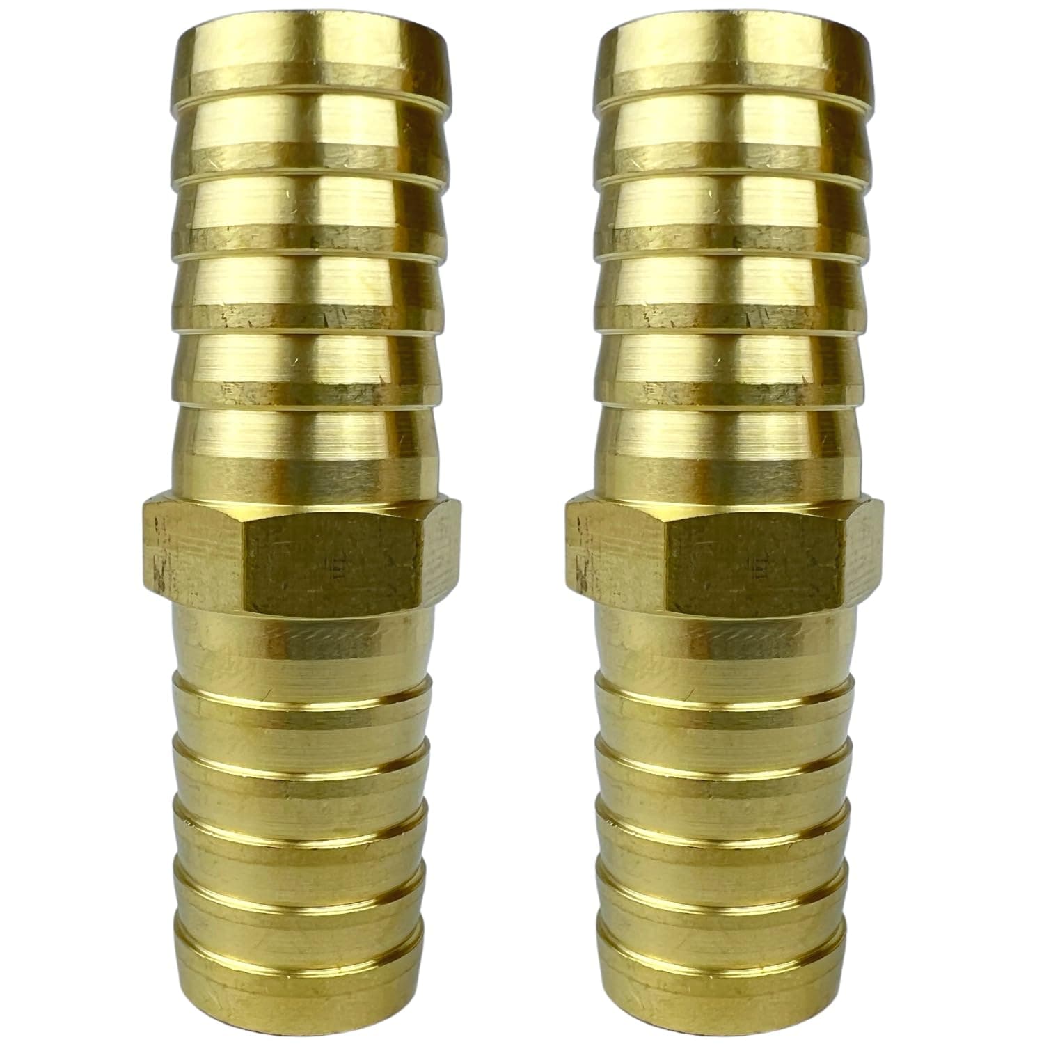 2PCS Brass Hose Barb Fitting Metals Splicer Mender, 5/8" Barb Hose Union Fuel Gas Water Air Euqal Barbed Coupler Round Union Adapter by CX WONDERLAND