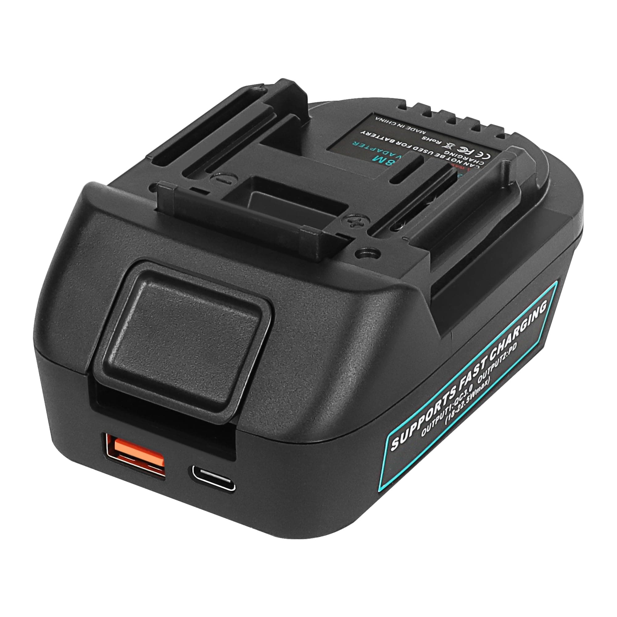 DM18M Battery Adapter with USB Charging Socket for Dewalt 20V