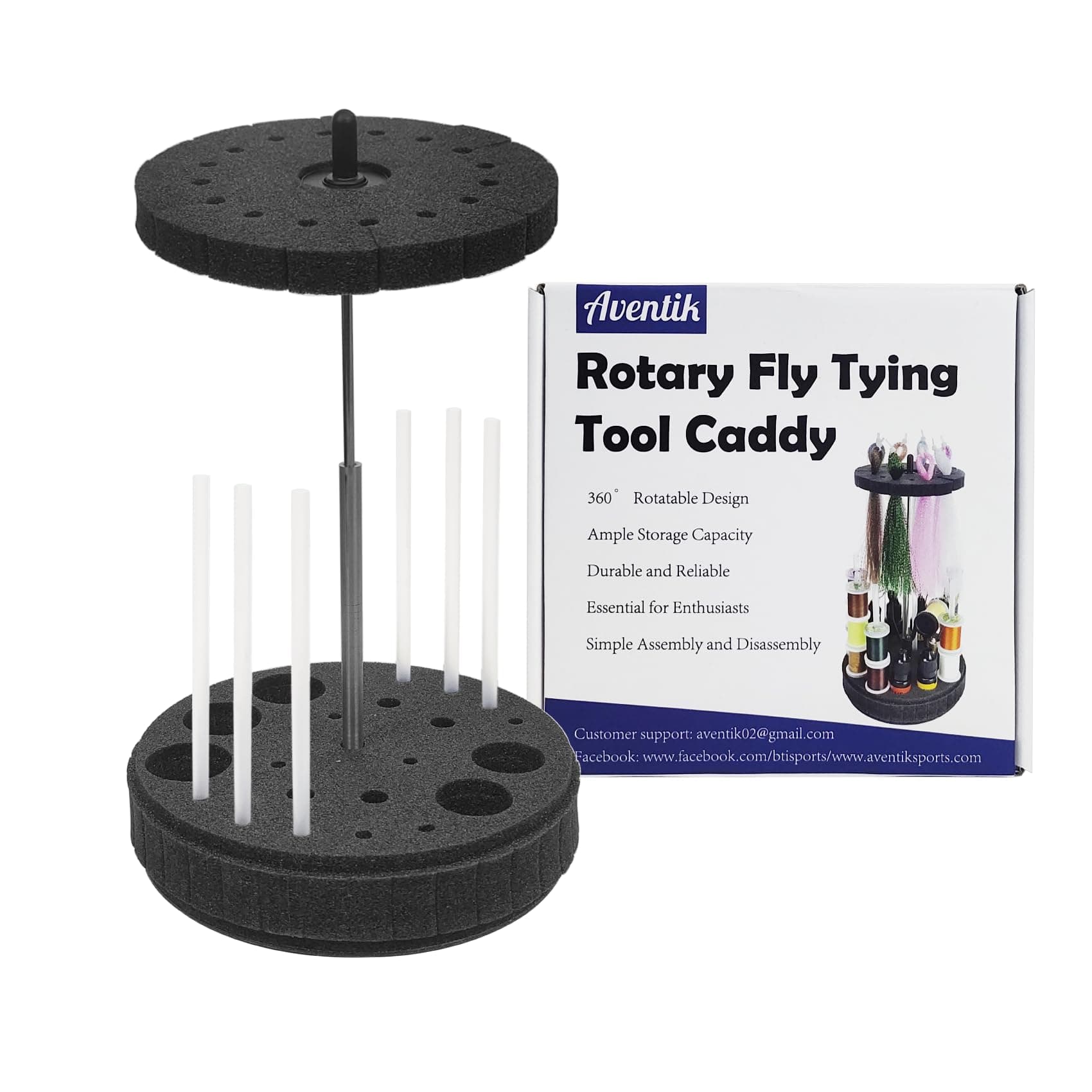 Aventik Rotary Fly Tying Tool Caddy 360° Adjustable and Sturdy base Rotary Tool Stand for Holding Fly Tying Tools and Materials