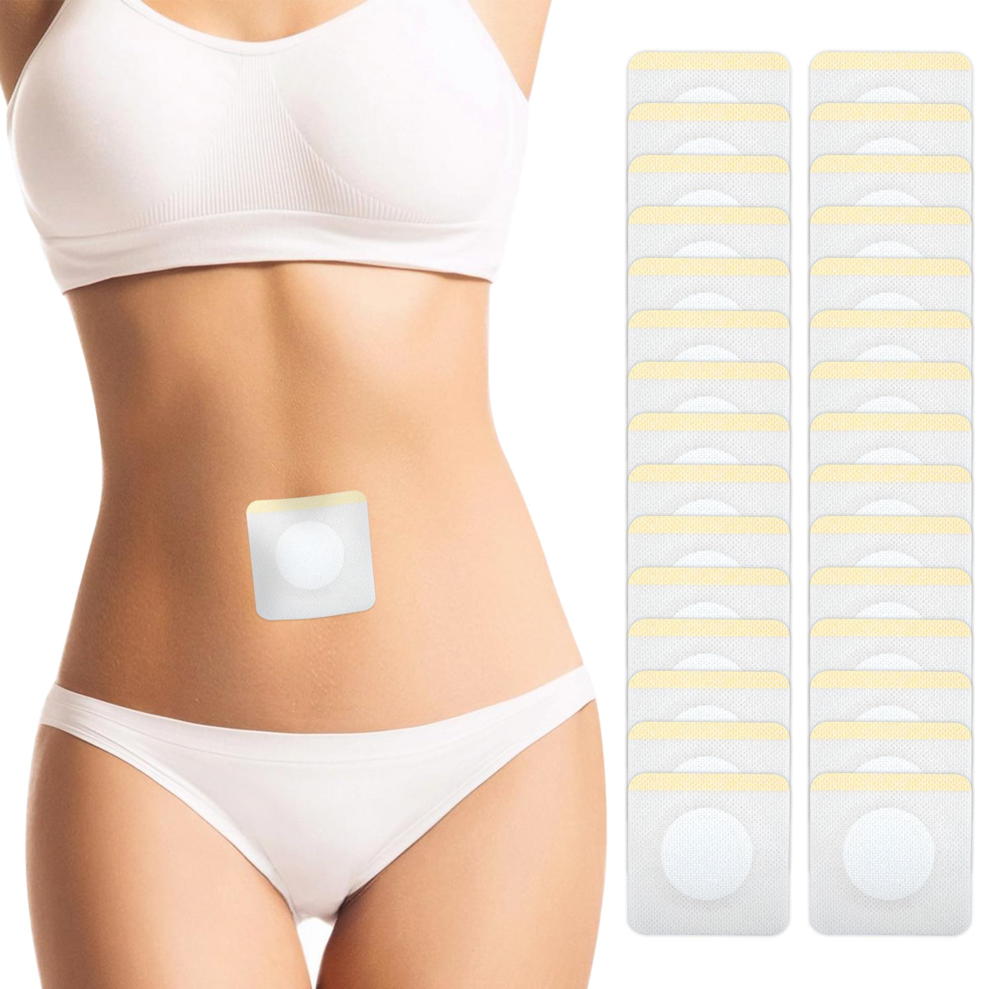 30Pcs Self-Adhesive Castor Oil Pack Wrap for Belly Button,Disposable Highly Absorbent Organic Cotton Castor Oil Packs,No Wash,Anti-Seepage(Oil Not Included)