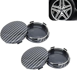 4 PCS Car Wheel Hub Center Cap, 2.36" x 2.2" Wheel Hub Modification Decoration, Durable Snap-in Anti-Falling Fastening Installation Accessories, Universal for Most Cars (Carbon Fiber Black)
