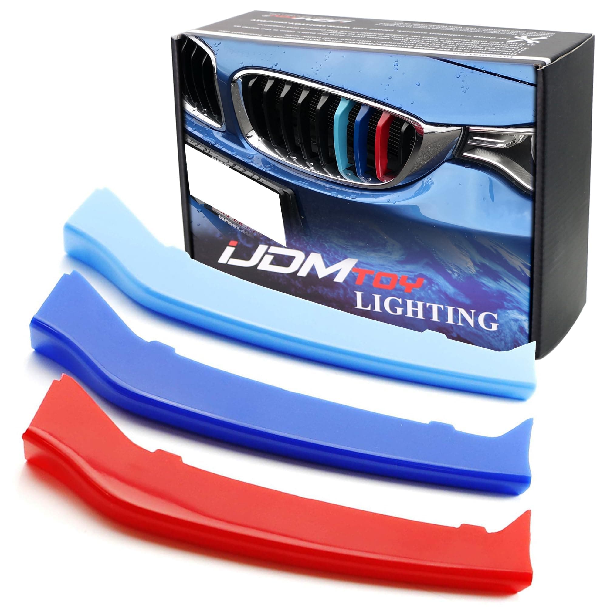 iJDMTOY Exact Fit 3pc Set Iconic Tri-Accent Grille Insert Trims Compatible with 2014-2020 F32 F33 F36 4 Series w/9-Beam Grill