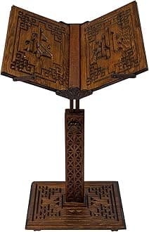 Tubibu Height Adjustable Prayer Quran Holder Stand Ramadan Gift Rihal Rehal Wooden Carved Gift