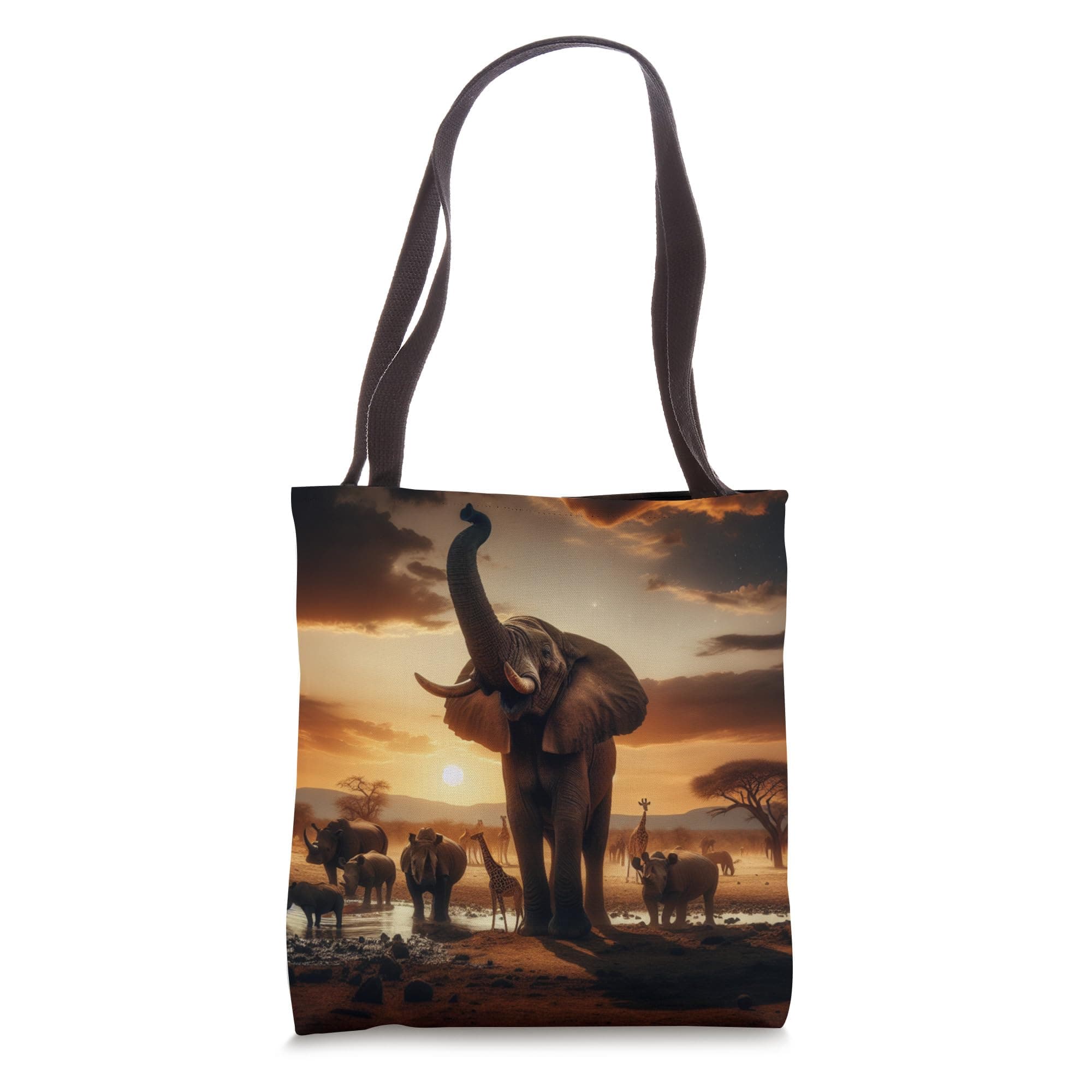 African Elephant at Sunset Tote Bag