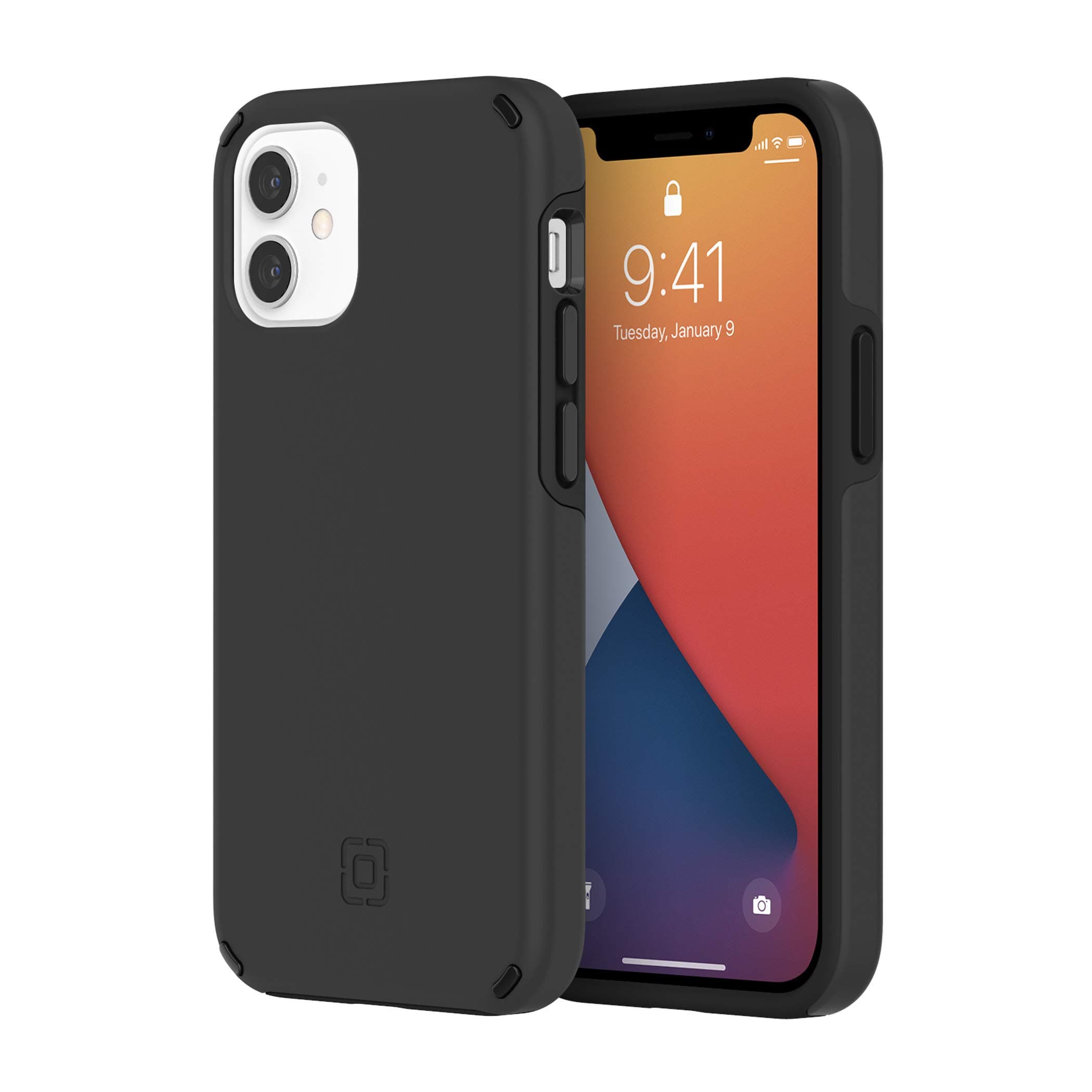 Duo Case Compatible with iPhone 12 Mini (5.4 Inches) (Black) [3.5 m Dropproof I Qi Compatible Cover I Extremely Robust Mobile Phone Case I Hybrid ]