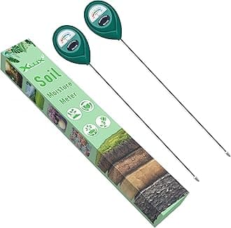 XLUX Long Probe Deep Use Soil Moisture Meter Sensor, Water Monitor Indicator, Hygrometer for Outdoor Indoor Large Pot Plants, Flower, Gardening, Farming, 2 Pack
